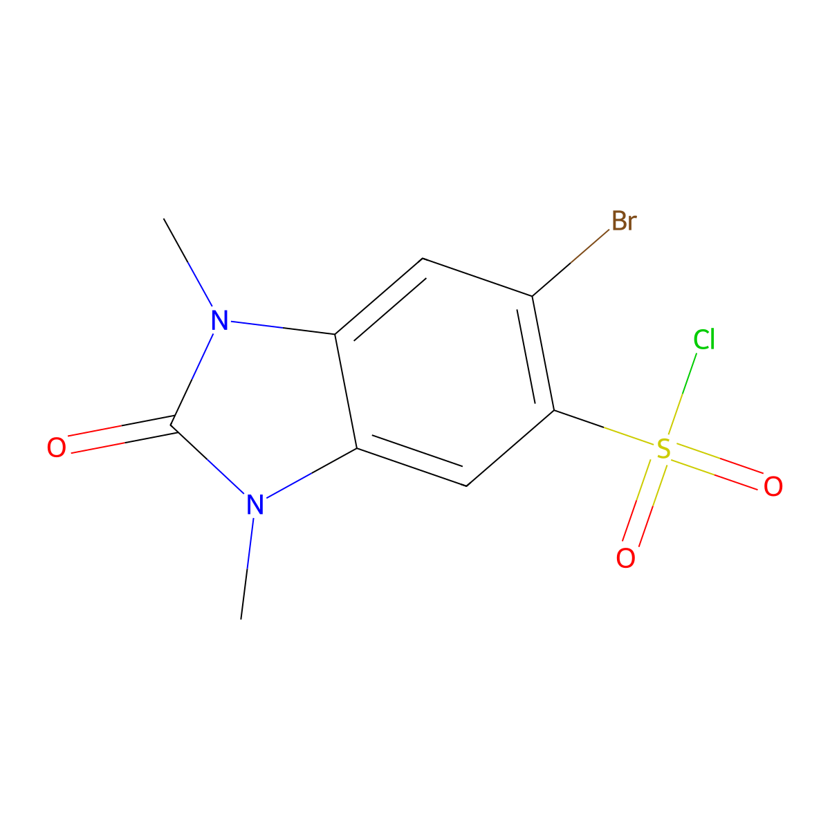 6-bromo-1,3-dimethyl-2-oxo-2,3-dihydro-1H-1,3-benzodiazole-5-sulfonyl chloride molecular structure, CAS 1339374-35-4