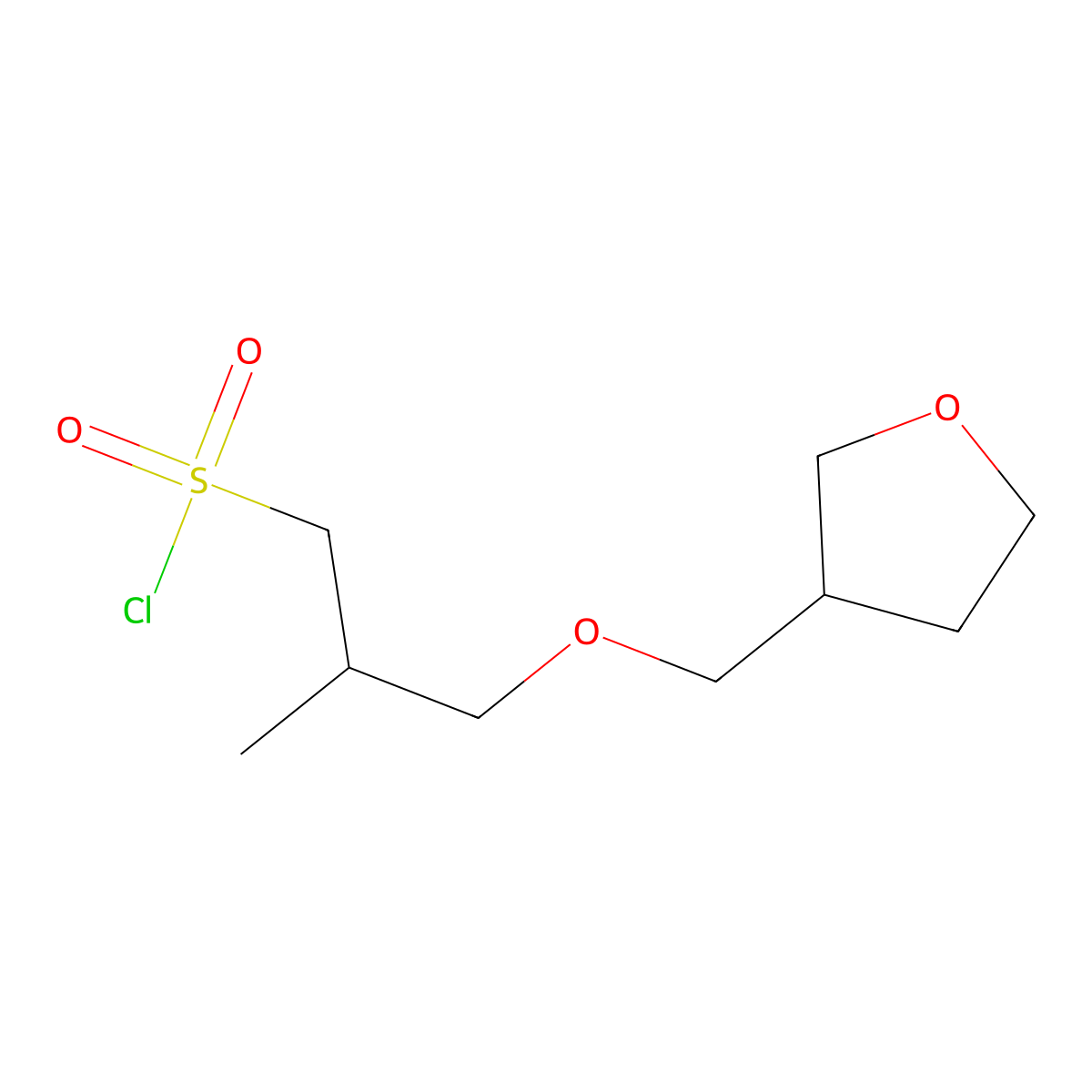 2-Methyl-3-[(oxolan-3-yl)methoxy]propane-1-sulfonyl chloride molecular structure, CAS 1339375-41-5