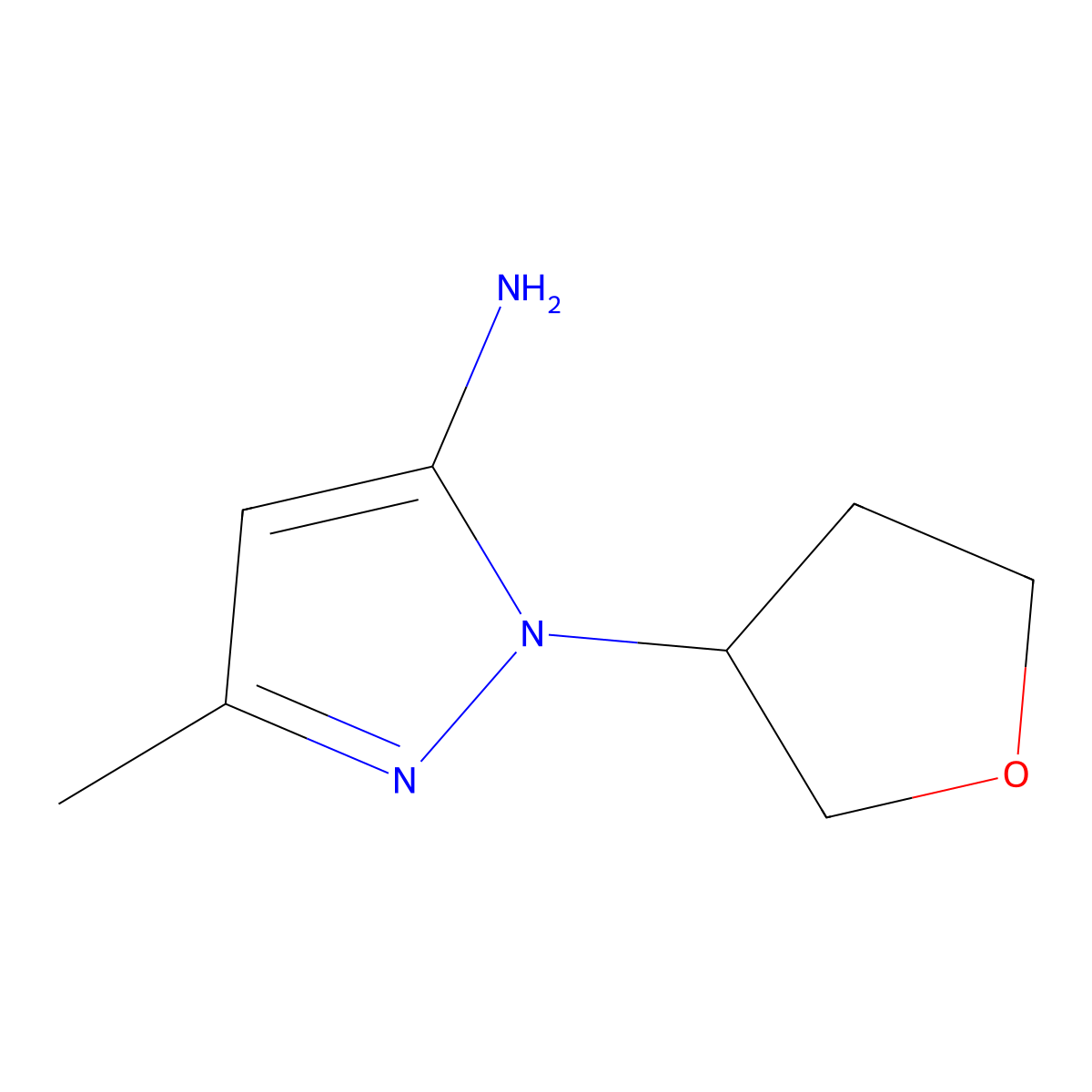 3-methyl-1-(oxolan-3-yl)-1H-pyrazol-5-amine molecular structure, CAS 1339375-56-2