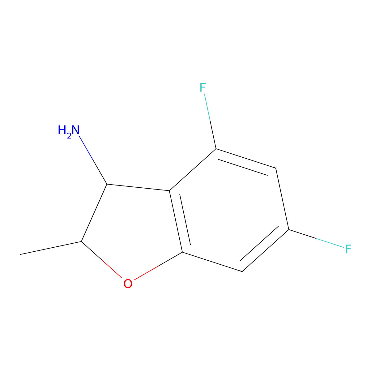 4,6-Difluoro-2-methyl-2,3-dihydro-1-benzofuran-3-amine molecular structure, CAS 1339375-79-9