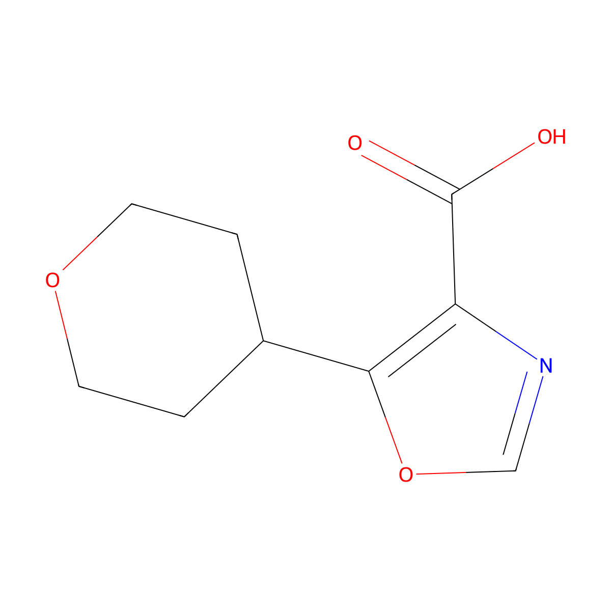 5-(Oxan-4-yl)-1,3-oxazole-4-carboxylic acid molecular structure, CAS 1339377-60-4
