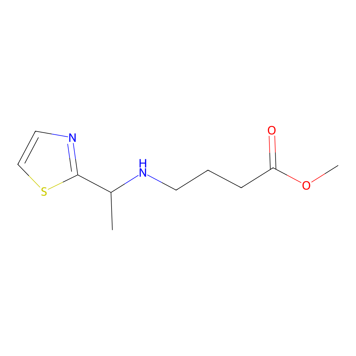 Methyl 4-{[1-(1,3-thiazol-2-yl)ethyl]amino}butanoate molecular structure, CAS 1339378-09-4