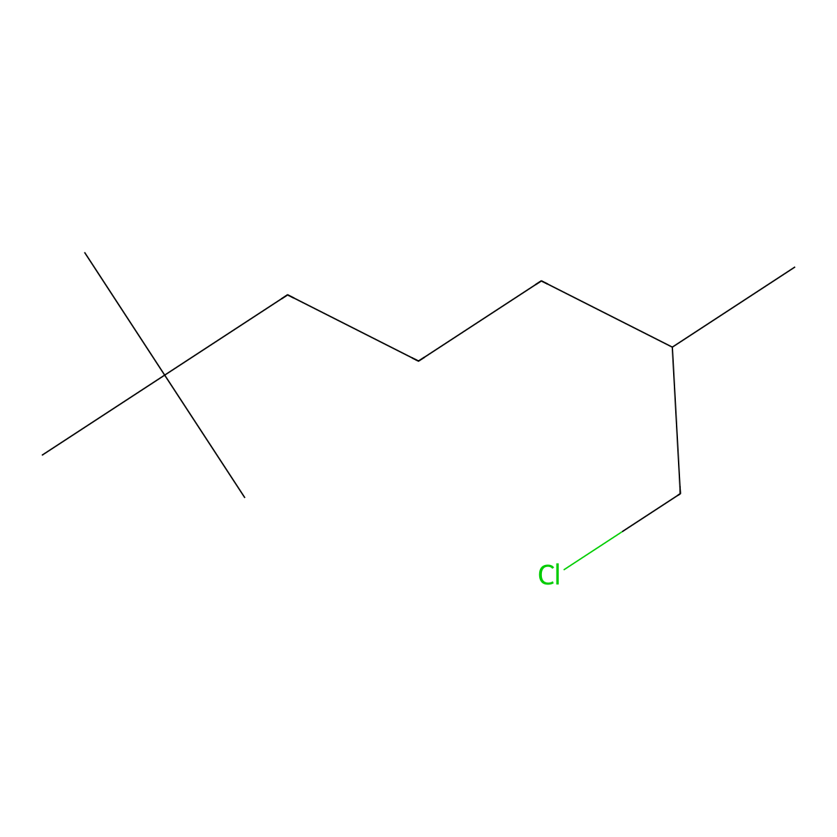 1-Chloro-2,6,6-trimethylheptane molecular structure, CAS 1339378-90-3