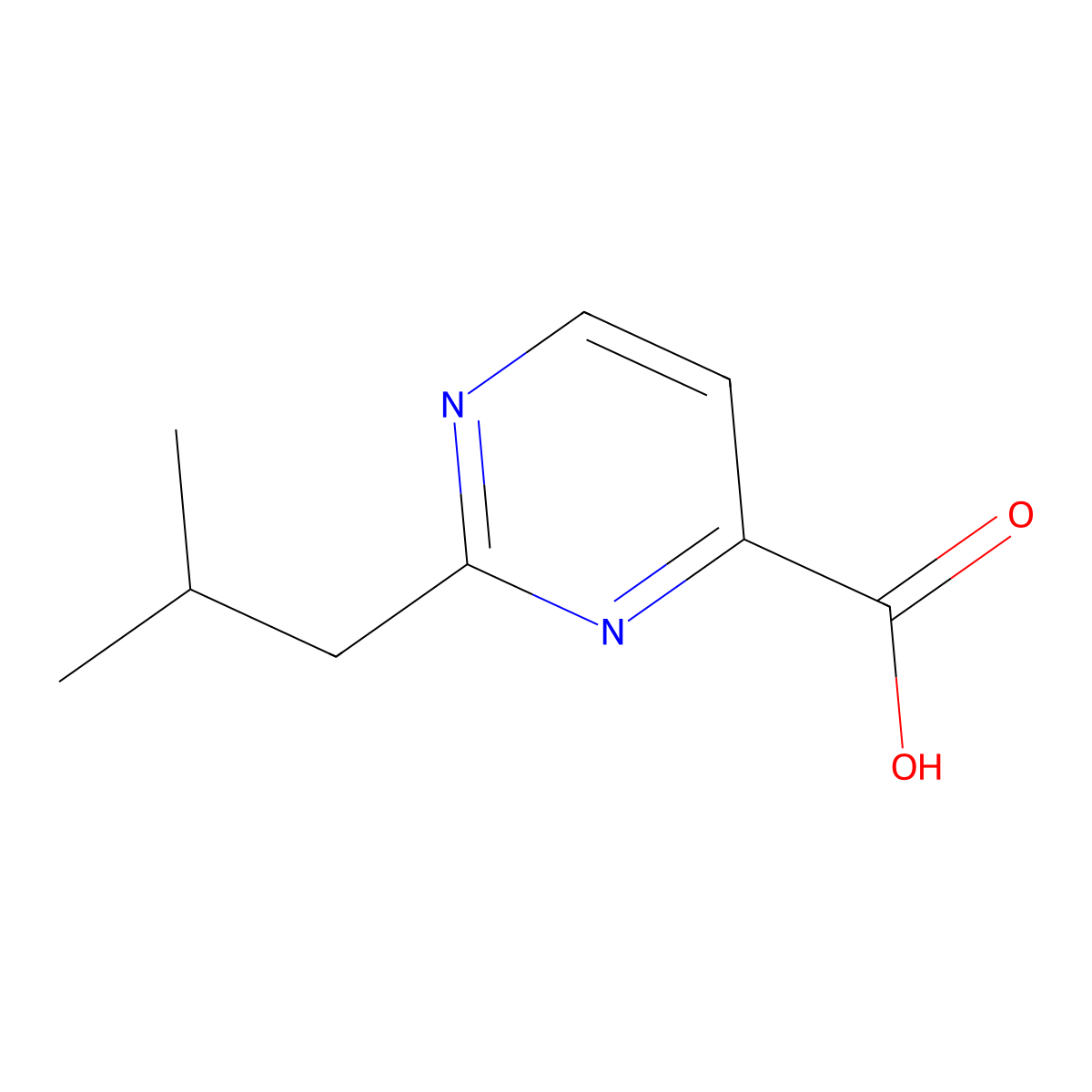 2-(2-Methylpropyl)pyrimidine-4-carboxylic acid molecular structure, CAS 1339379-17-7
