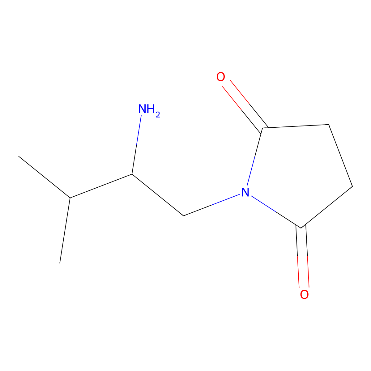 1-(2-Amino-3-methylbutyl)pyrrolidine-2,5-dione molecular structure, CAS 1339379-36-0