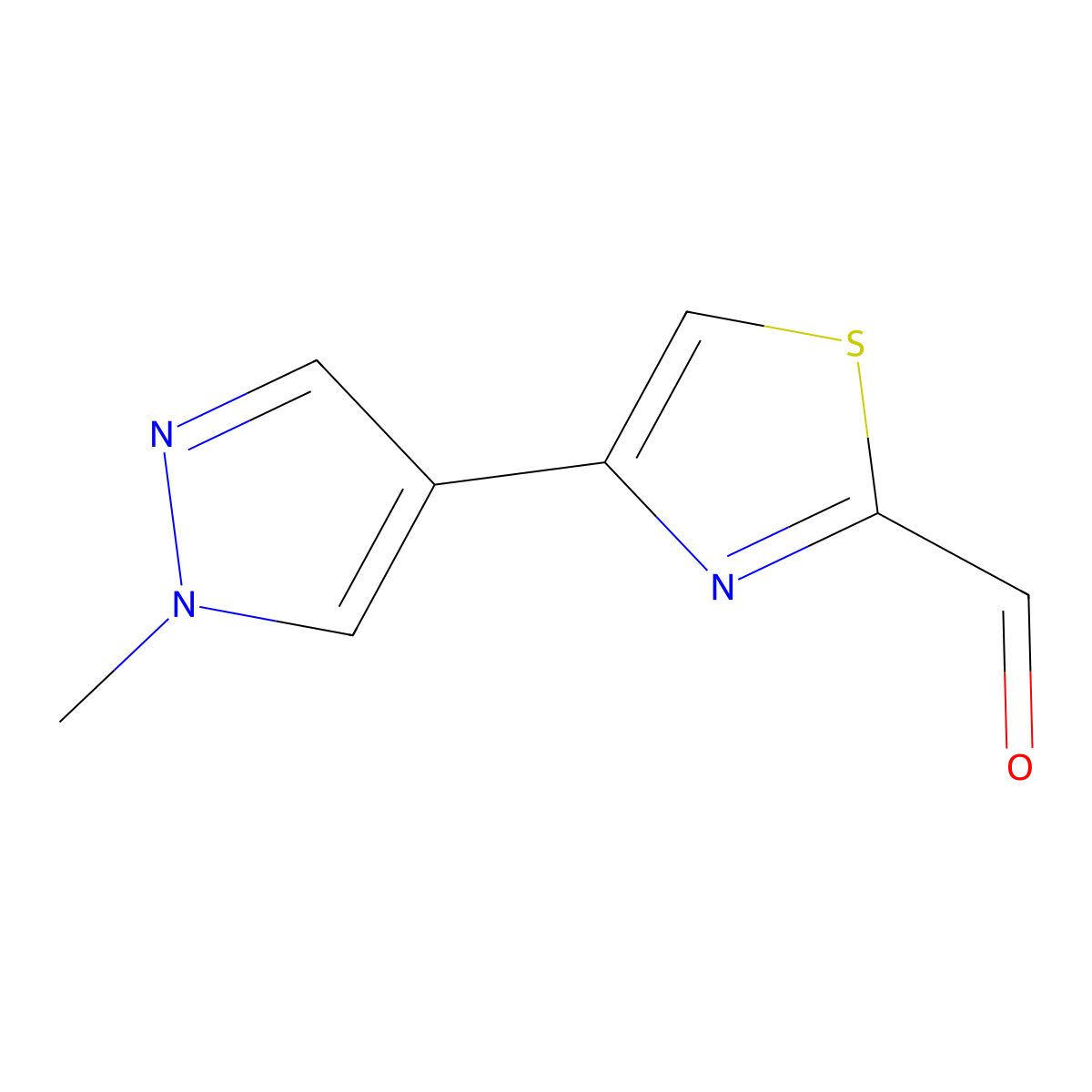 4-(1-methyl-1H-pyrazol-4-yl)-1,3-thiazole-2-carbaldehyde molecular structure, CAS 1339381-50-8