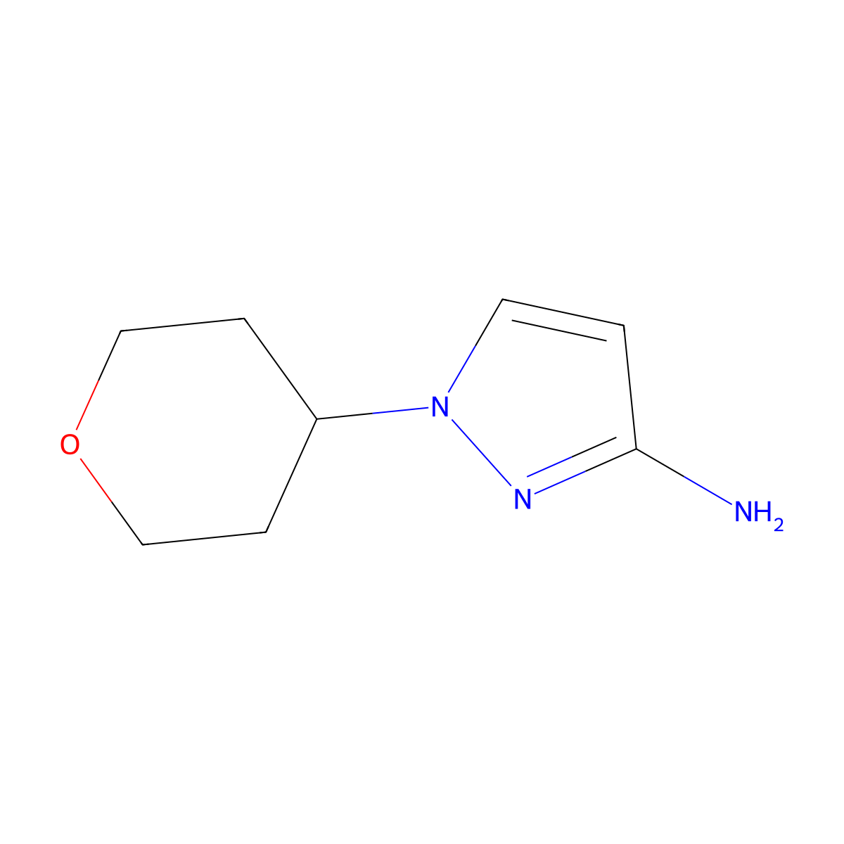 1-(oxan-4-yl)-1H-pyrazol-3-amine molecular structure, CAS 1339391-39-7