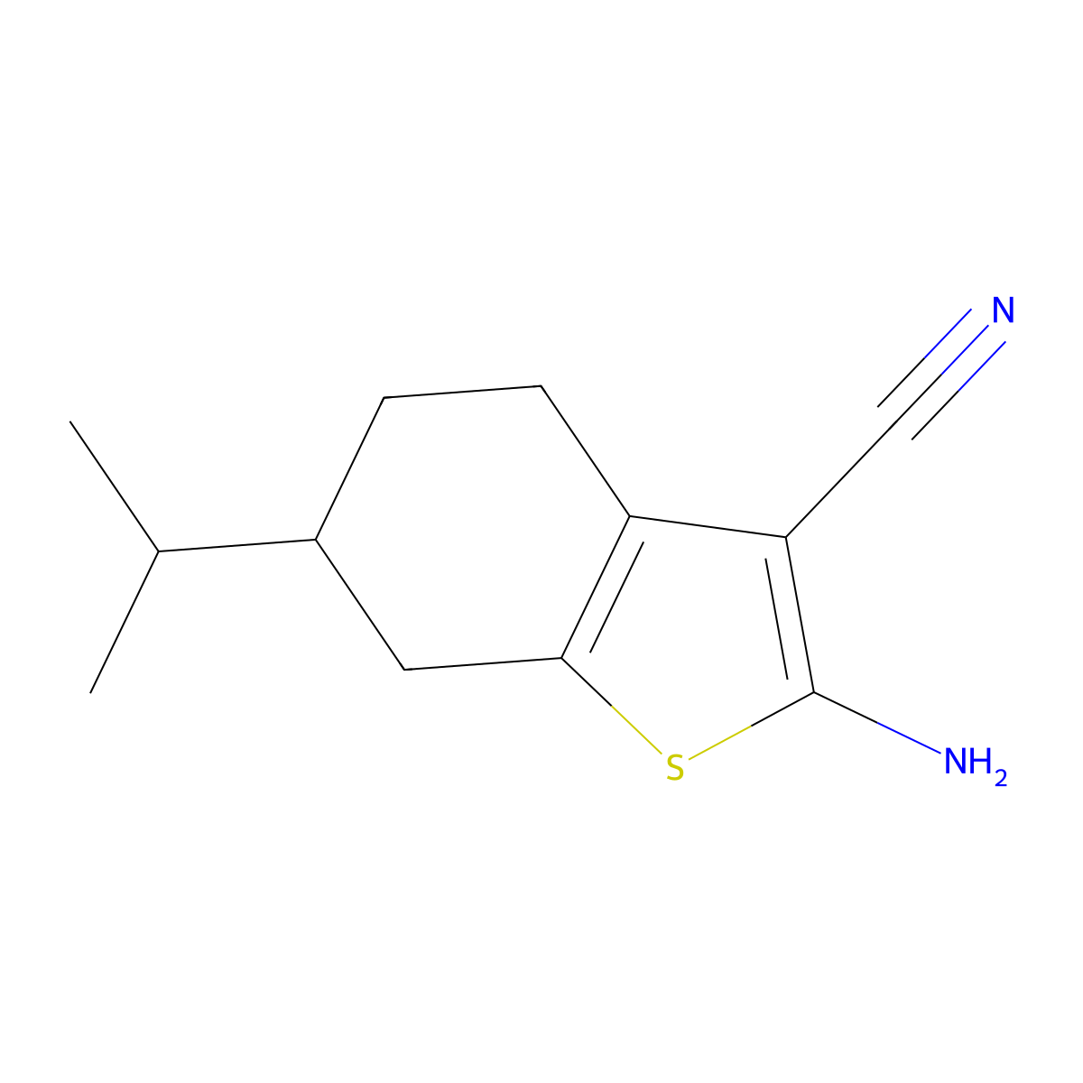 2-Amino-6-(propan-2-yl)-4,5,6,7-tetrahydro-1-benzothiophene-3-carbonitrile molecular structure, CAS 1339396-84-7