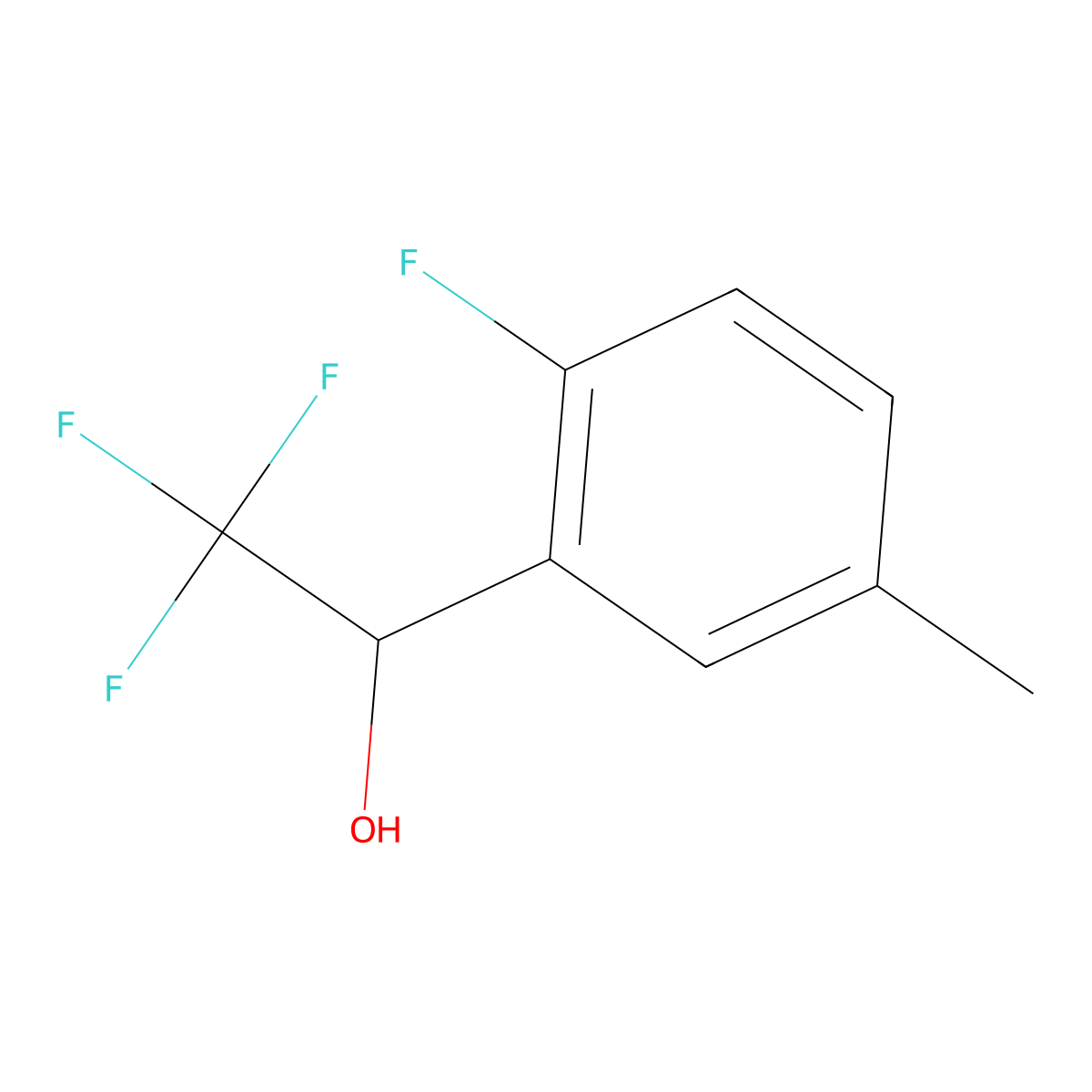 2,2,2-Trifluoro-1-(2-fluoro-5-methylphenyl)ethan-1-ol molecular structure, CAS 1339403-80-3