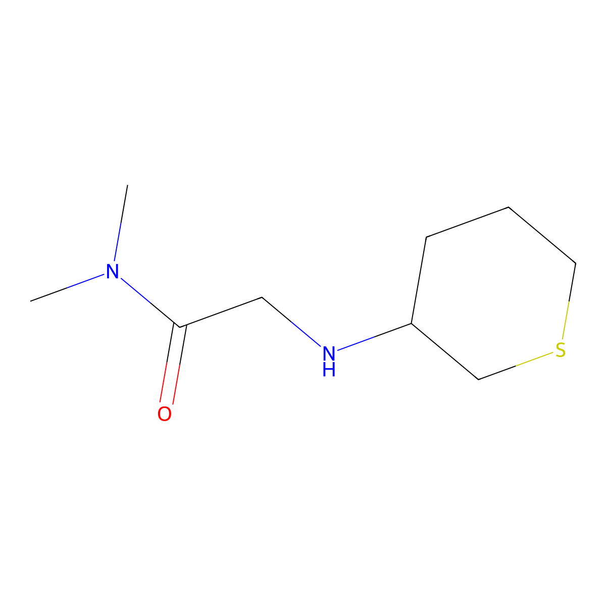 N,N-dimethyl-2-[(thian-3-yl)amino]acetamide molecular structure, CAS 1339404-49-7