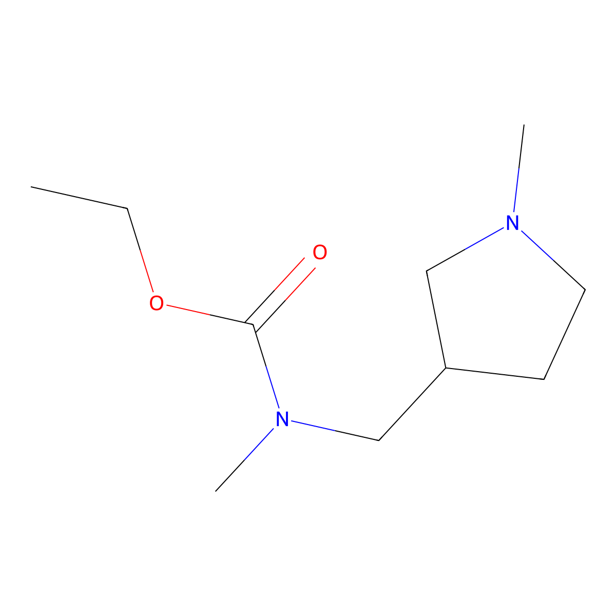 ethyl N-methyl-N-((1-methylpyrrolidin-3-yl)methyl)carbamate molecular structure, CAS 1339407-24-7
