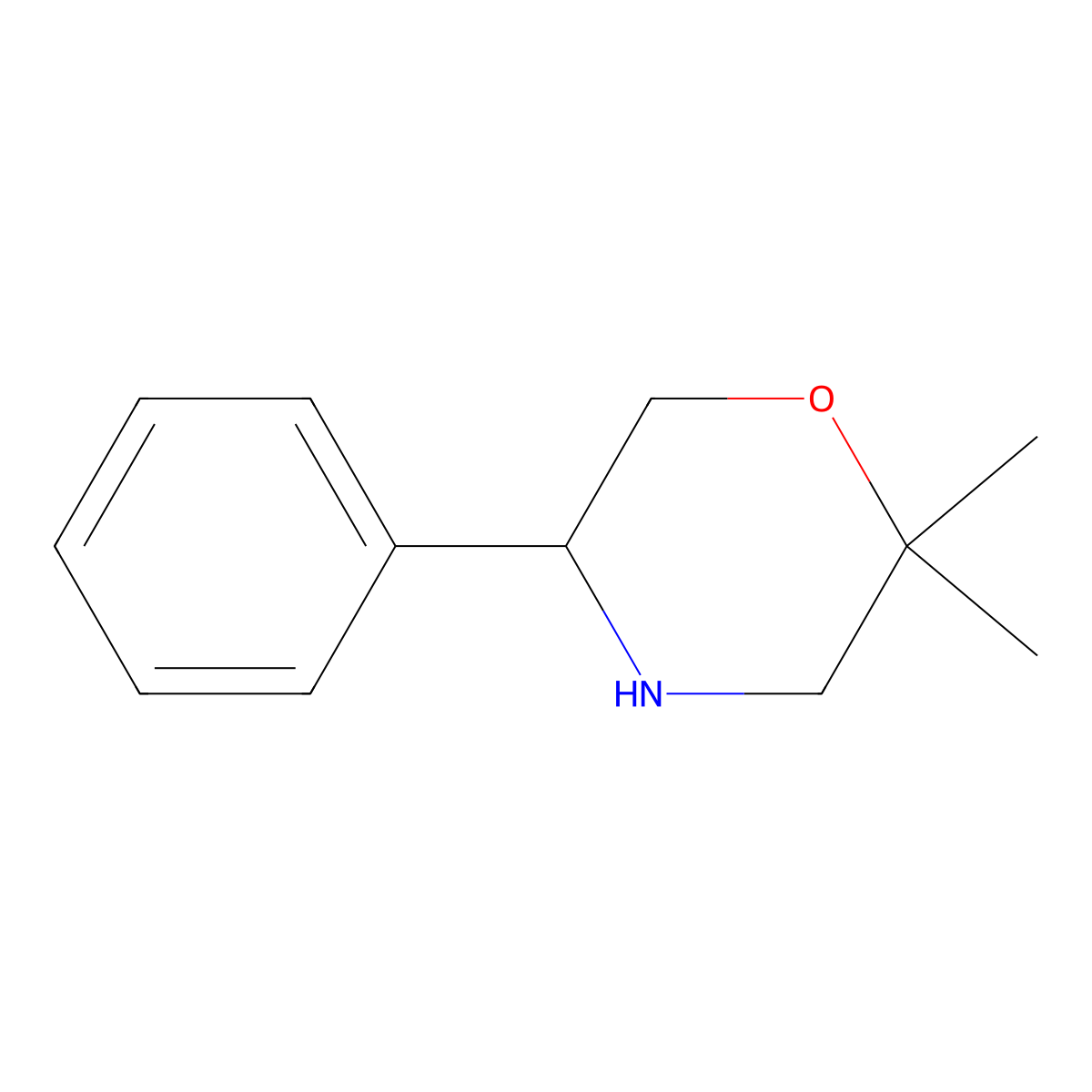 2,2-Dimethyl-5-phenylmorpholine molecular structure, CAS 1339408-06-8