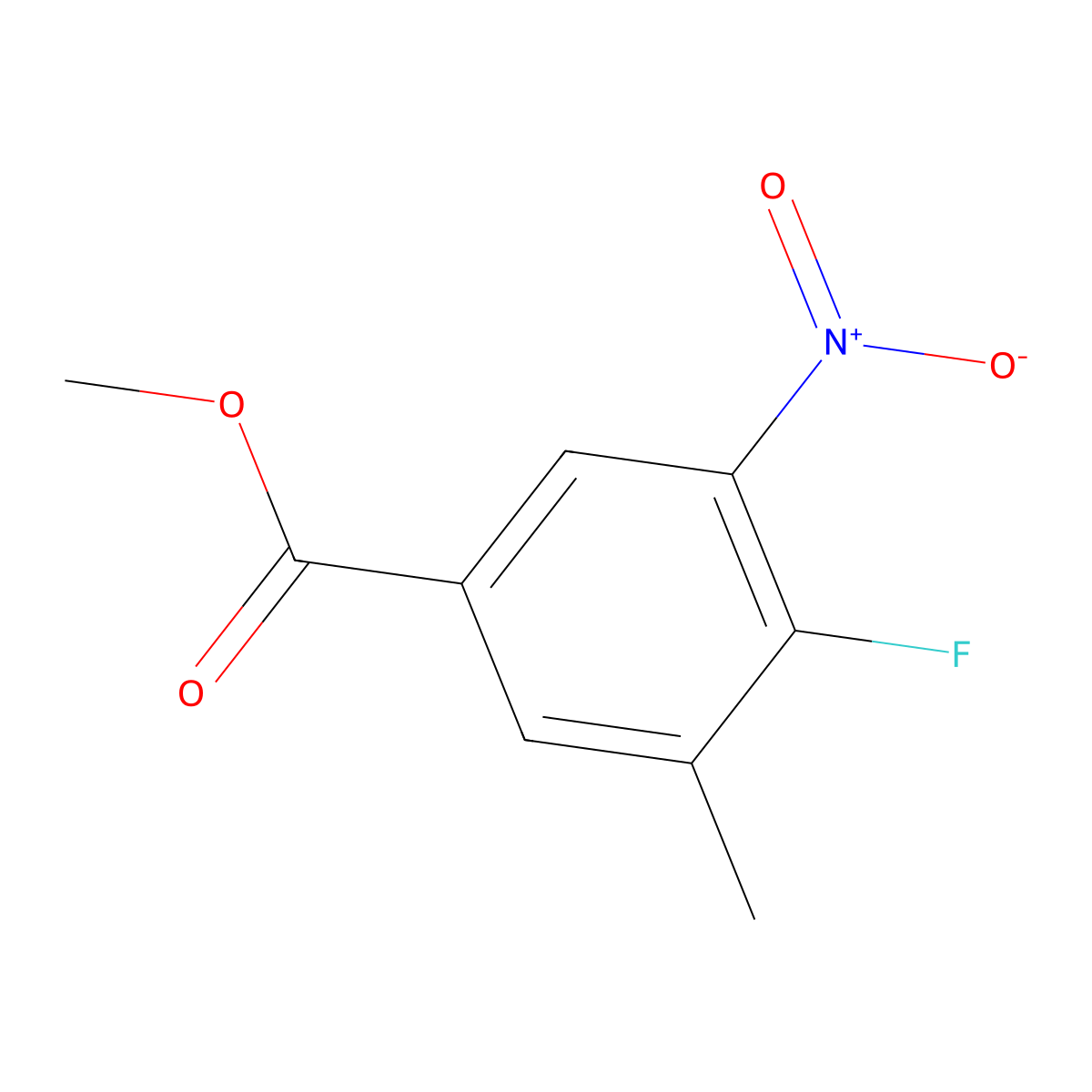 Methyl 4-fluoro-3-methyl-5-nitrobenzoate molecular structure, CAS 1339408-08-0