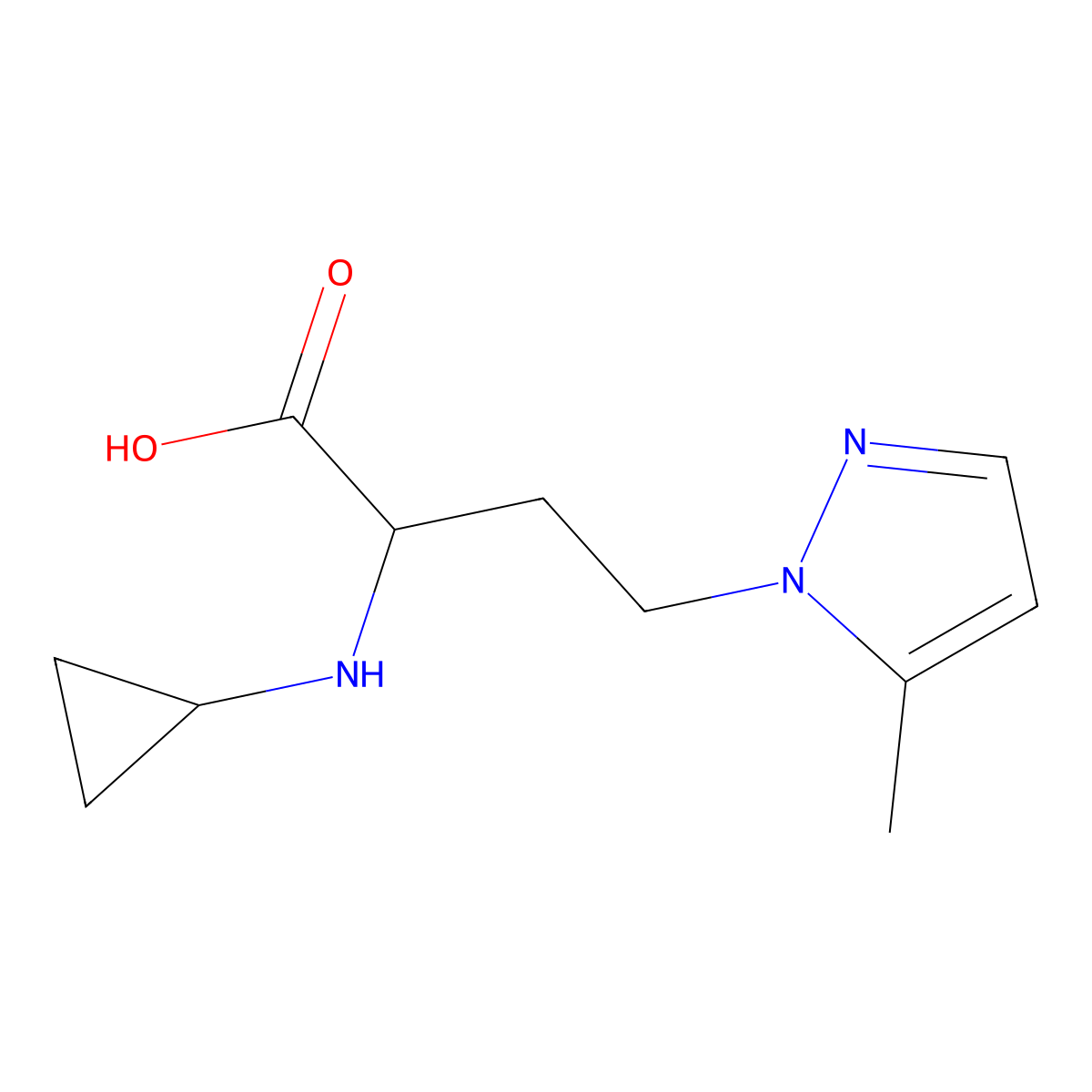 2-(Cyclopropylamino)-4-(5-methyl-1h-pyrazol-1-yl)butanoic acid molecular structure, CAS 1339409-59-4