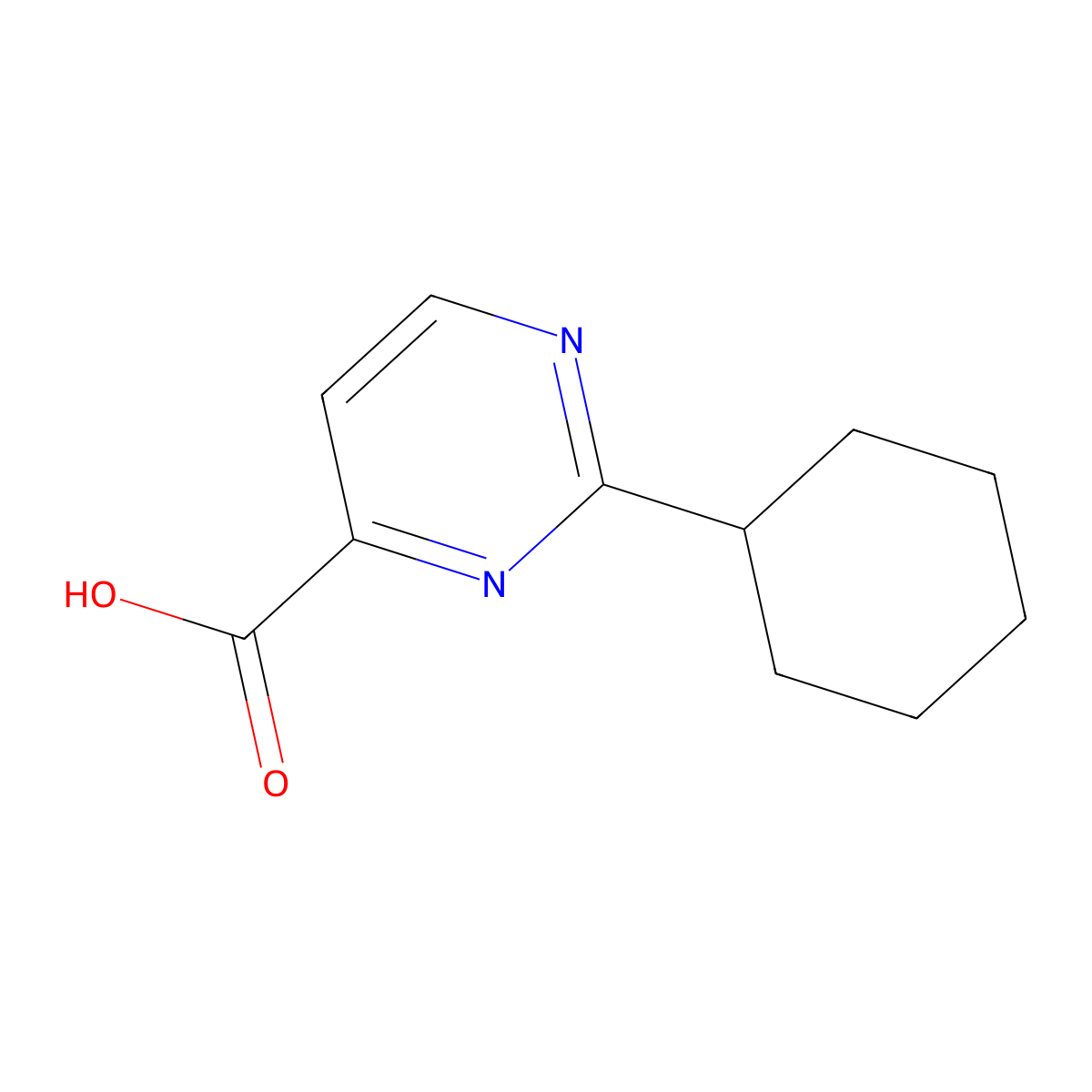 2-Cyclohexylpyrimidine-4-carboxylic acid molecular structure, CAS 1339414-79-7