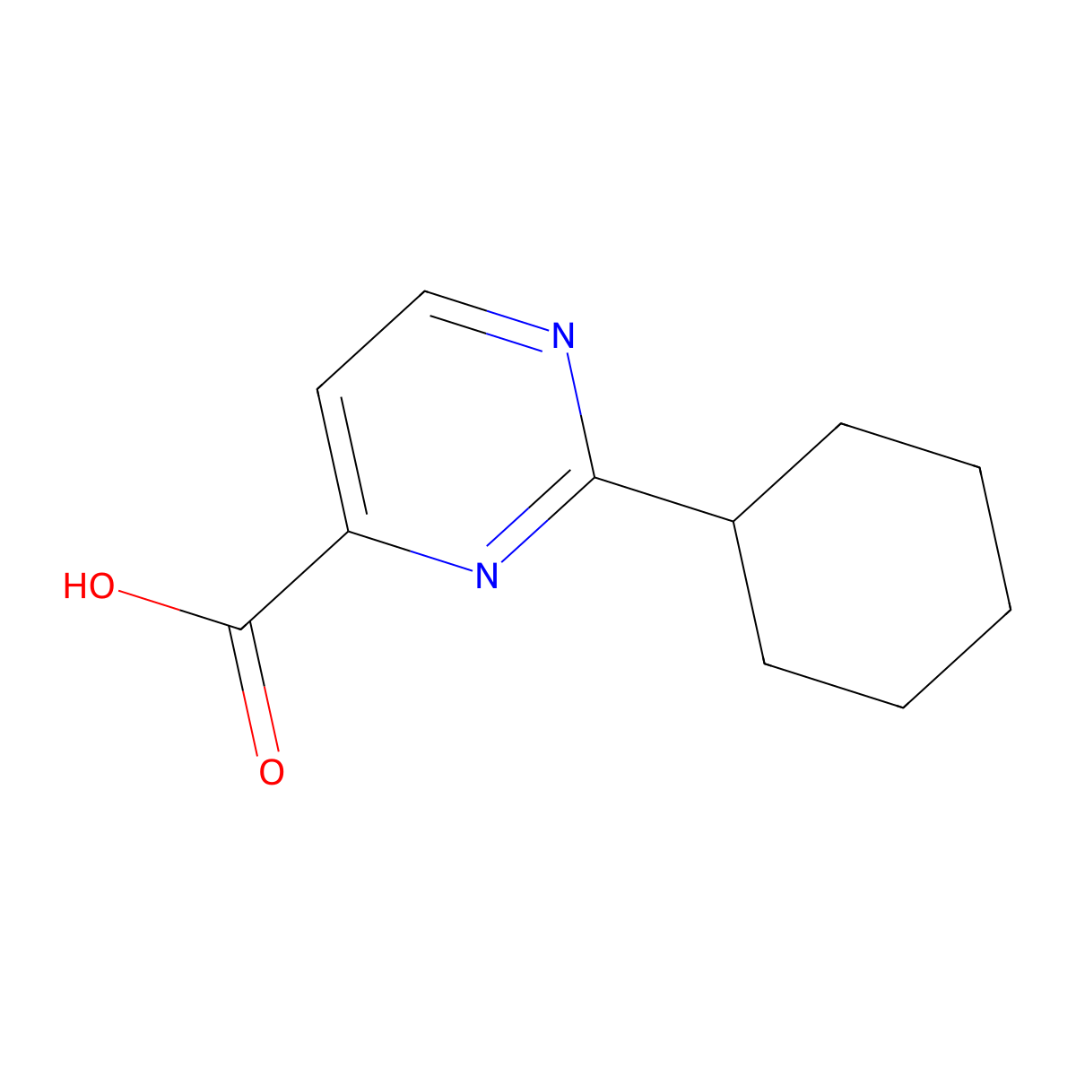 2-Cyclohexylpyrimidine-4-carboxylic acid molecular structure, CAS 1339414-79-7