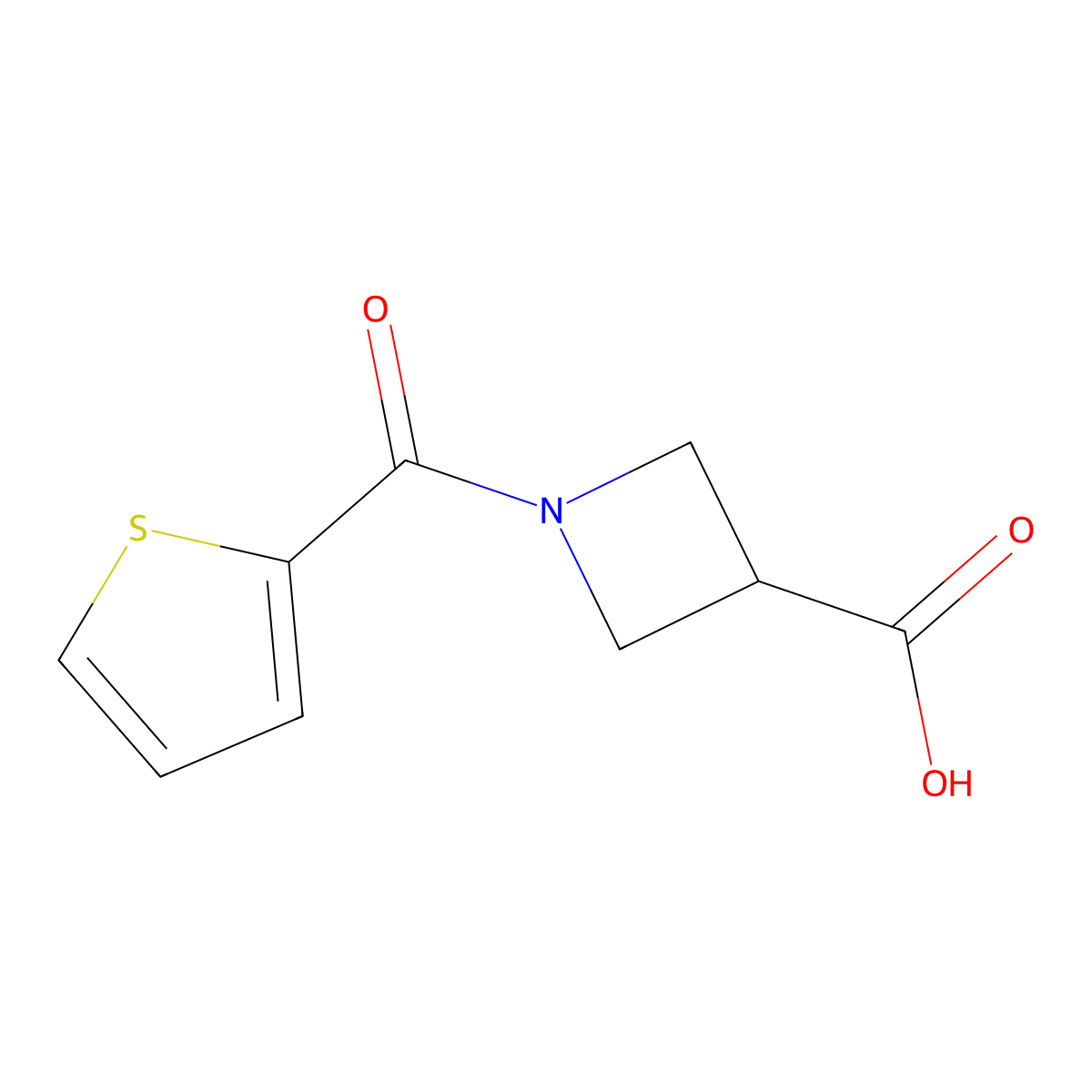 1-(Thiophene-2-carbonyl)azetidine-3-carboxylic acid molecular structure, CAS 1339416-02-2