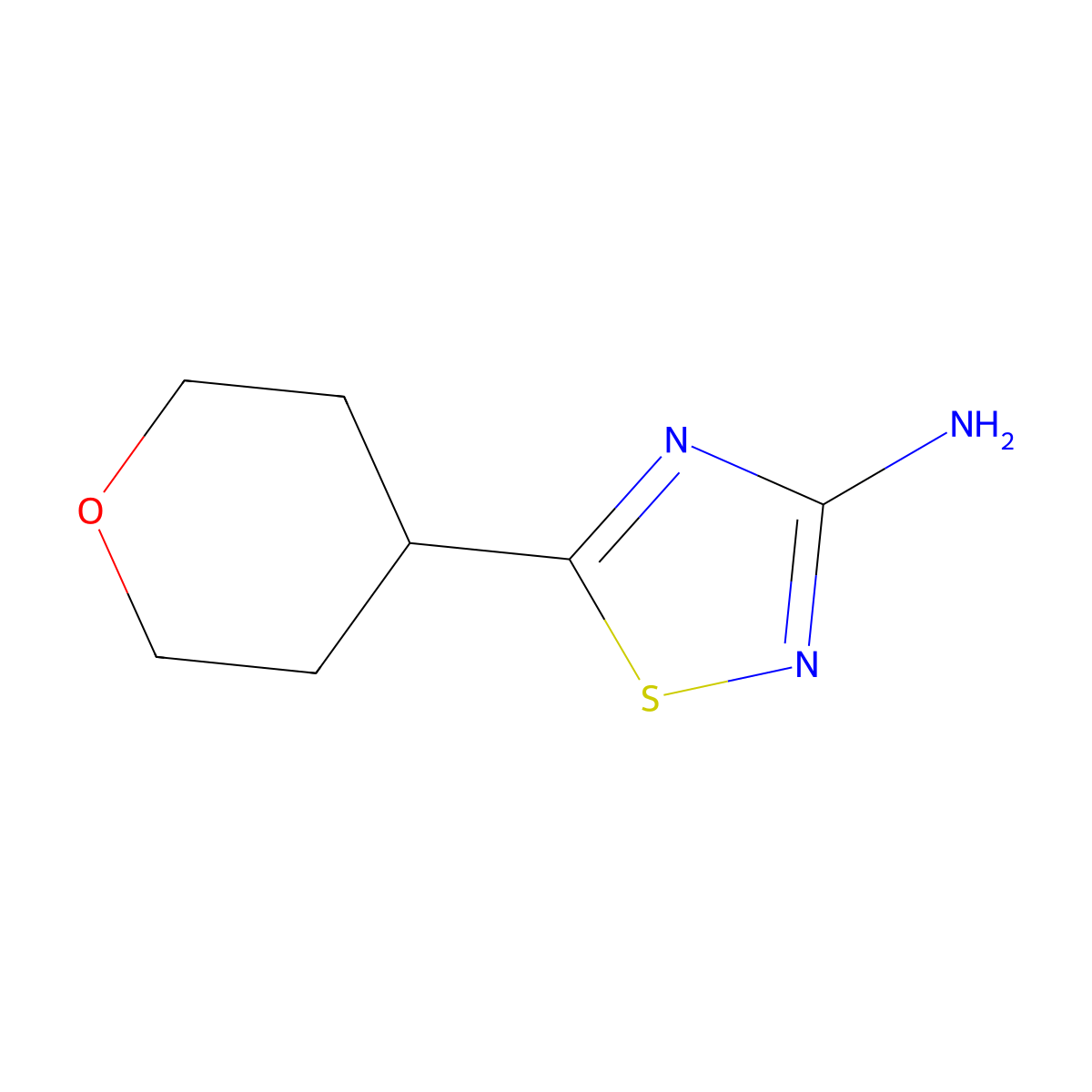 5-(Oxan-4-yl)-1,2,4-thiadiazol-3-amine molecular structure, CAS 1339417-20-7