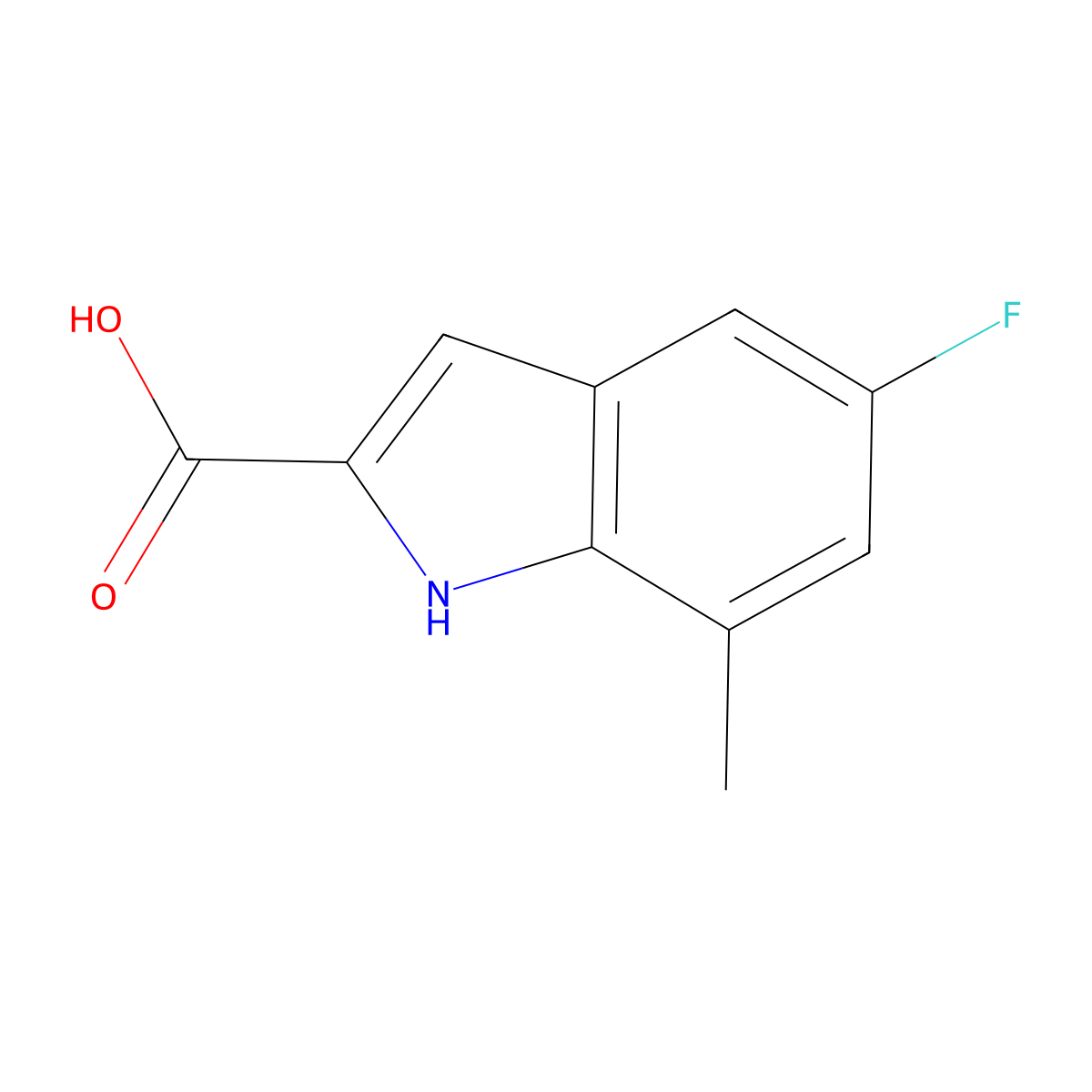 5-fluoro-7-methyl-1H-indole-2-carboxylic acid molecular structure, CAS 1339417-21-8