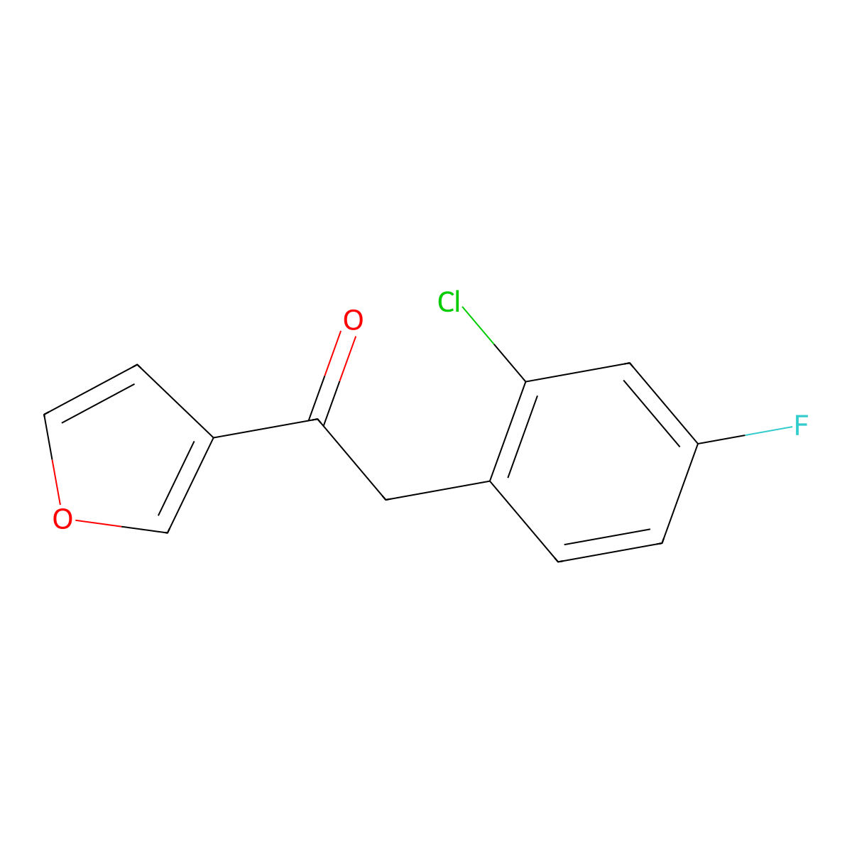 2-(2-Chloro-4-fluorophenyl)-1-(furan-3-yl)ethan-1-one molecular structure, CAS 1339420-72-2