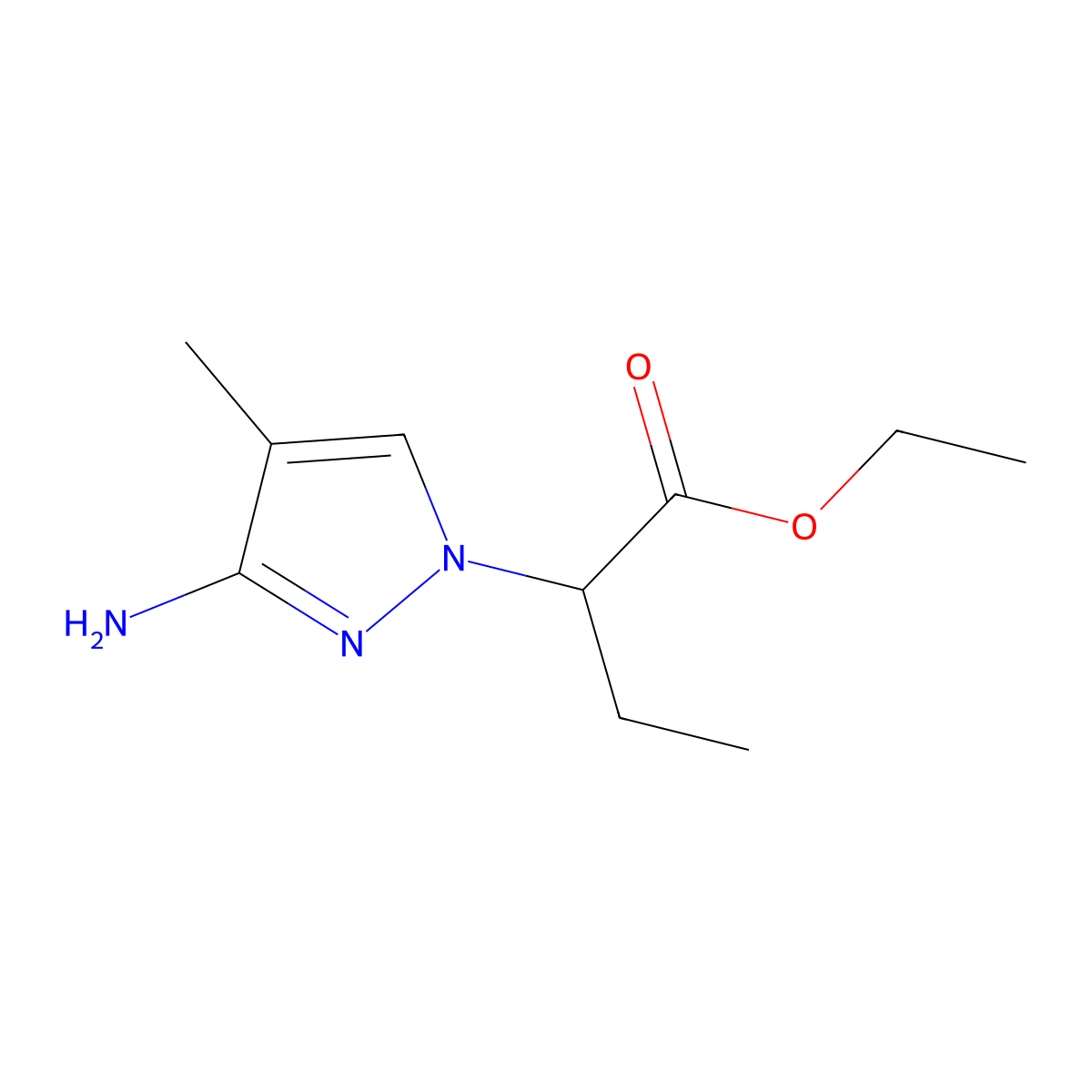 Ethyl 2-(3-amino-4-methyl-1h-pyrazol-1-yl)butanoate molecular structure, CAS 1339422-82-0