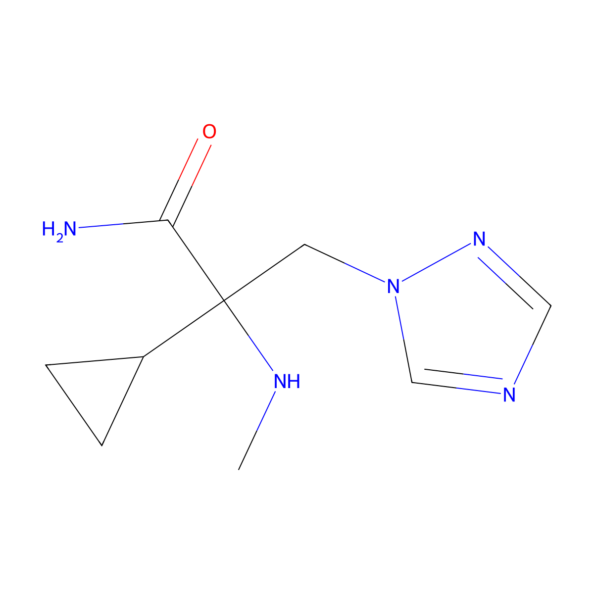 2-Cyclopropyl-2-(methylamino)-3-(1h-1,2,4-triazol-1-yl)propanamide molecular structure, CAS 1339423-12-9