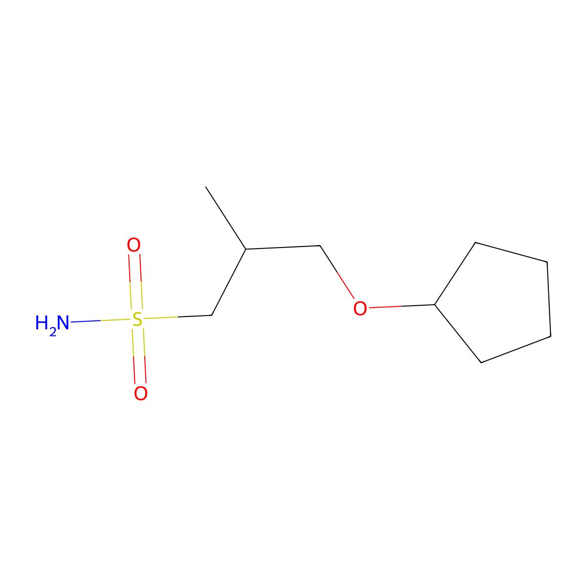 3-(Cyclopentyloxy)-2-methylpropane-1-sulfonamide molecular structure, CAS 1339424-18-8