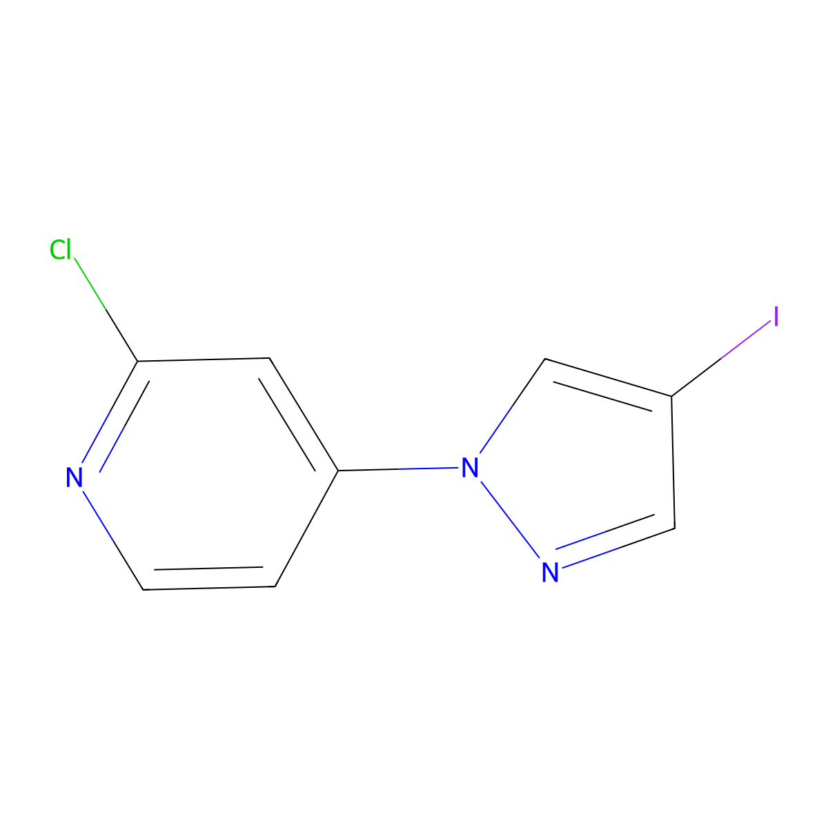 2-chloro-4-(4-iodo-1H-pyrazol-1-yl)pyridine molecular structure, CAS 1339430-17-9