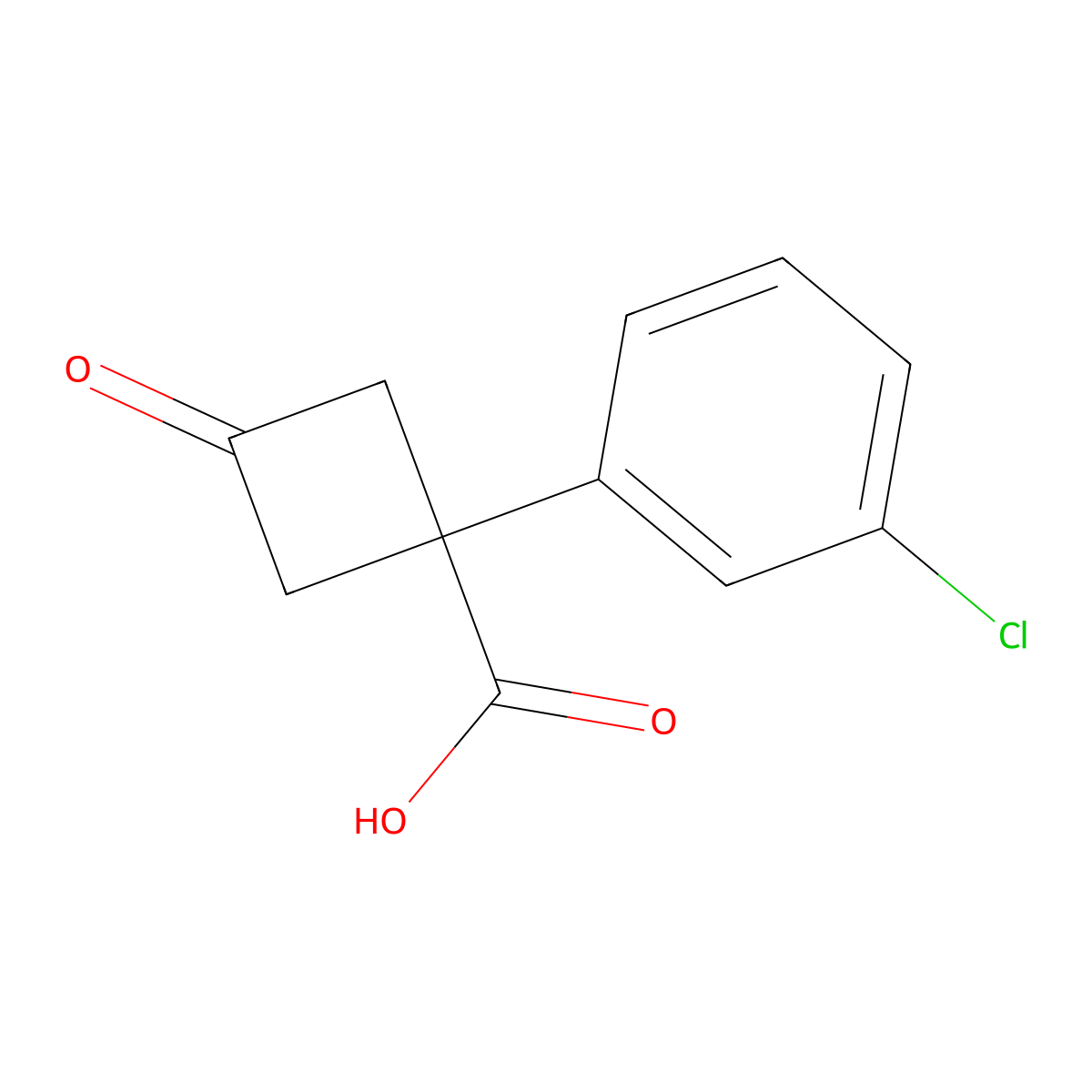 1-(3-Chlorophenyl)-3-oxocyclobutane-1-carboxylic acid molecular structure, CAS 1339431-13-8