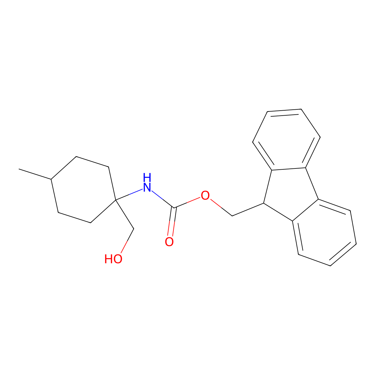 (9H-fluoren-9-yl)methyl N-[1-(hydroxymethyl)-4-methylcyclohexyl]carbamate molecular structure, CAS 1339431-20-7