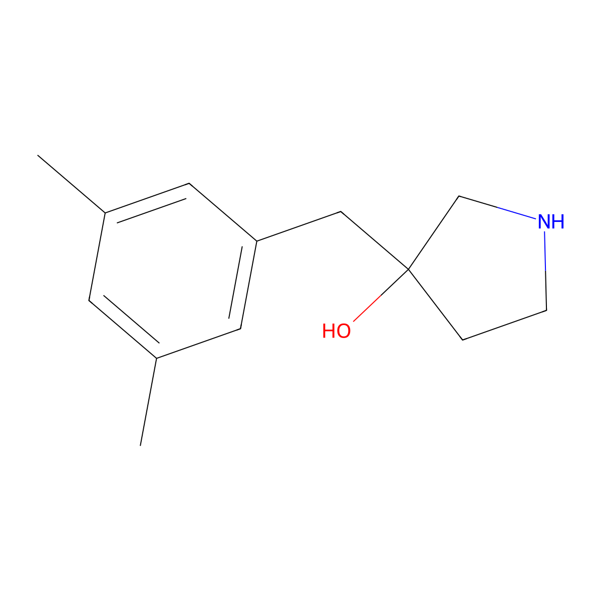 3-[(3,5-Dimethylphenyl)methyl]pyrrolidin-3-ol molecular structure, CAS 1339434-12-6