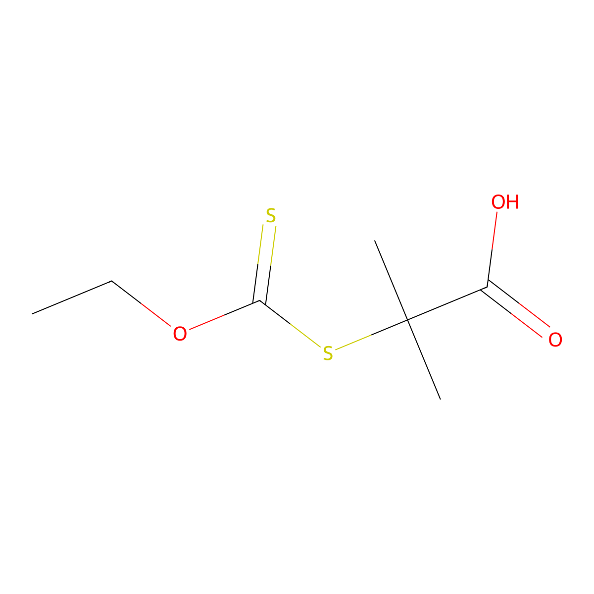 2-((Ethoxythioxomethyl)thio)-2-methylpropanoic acid molecular structure, CAS 133944-74-8