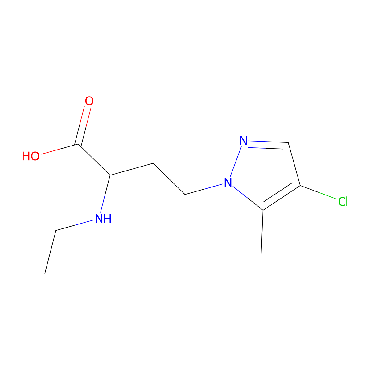 4-(4-Chloro-5-methyl-1h-pyrazol-1-yl)-2-(ethylamino)butanoic acid molecular structure, CAS 1339442-16-8