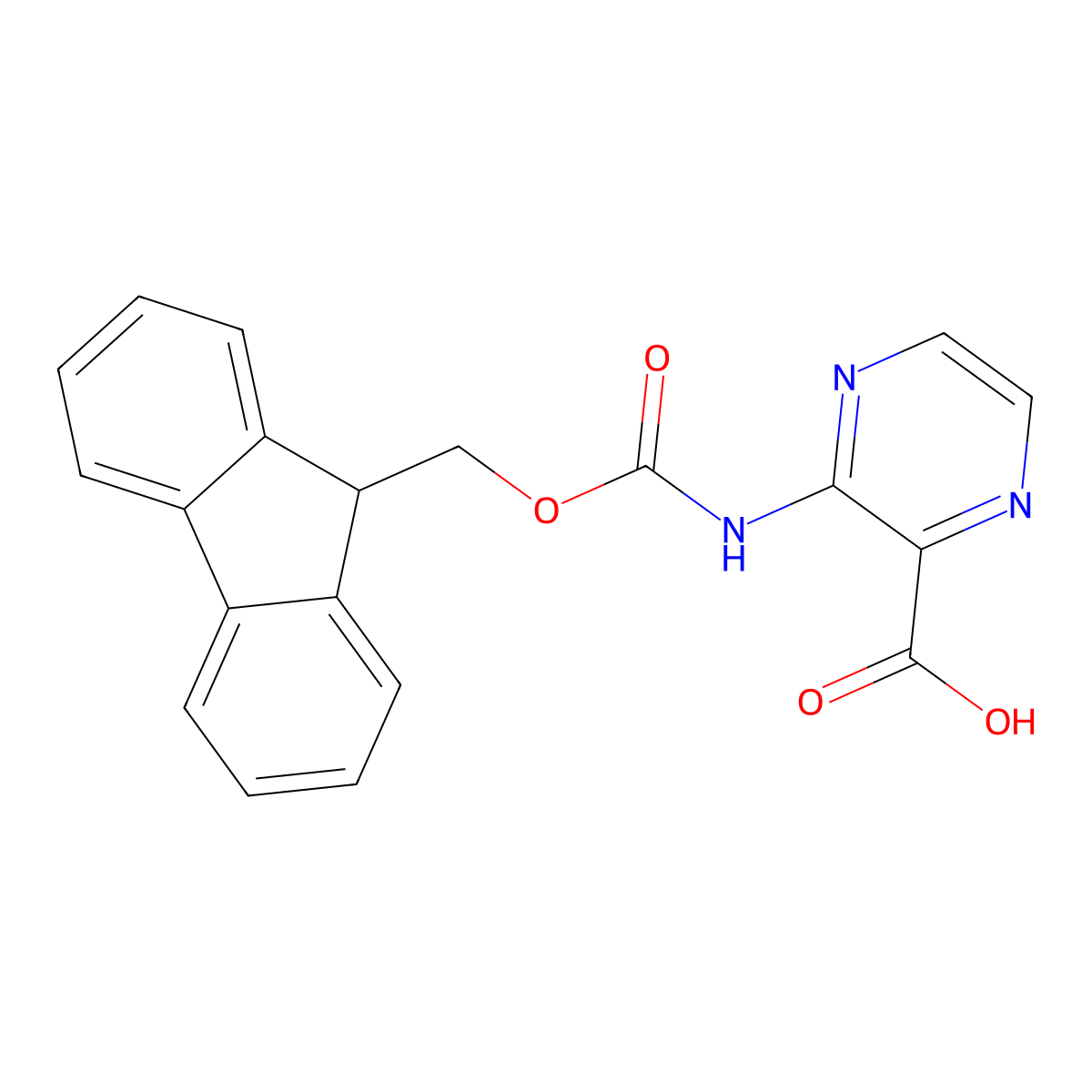 3-((((9h-Fluoren-9-yl)methoxy)carbonyl)amino)pyrazine-2-carboxylic acid molecular structure, CAS 1339442-60-2