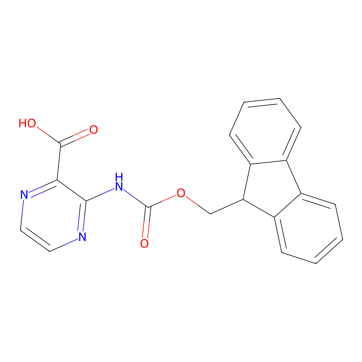 3-((((9h-Fluoren-9-yl)methoxy)carbonyl)amino)pyrazine-2-carboxylic acid molecular structure, CAS 1339442-60-2