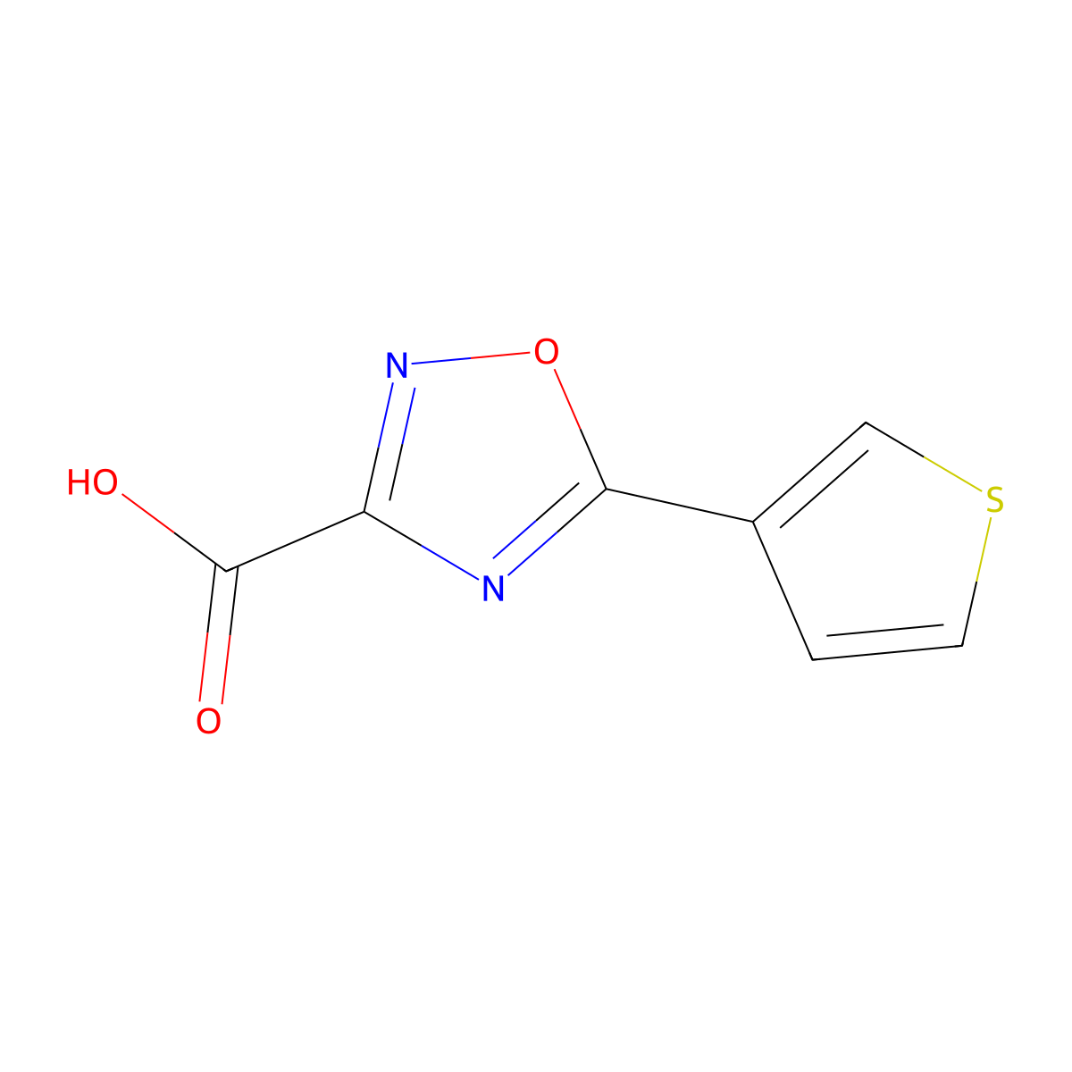 5-(Thiophen-3-yl)-1,2,4-oxadiazole-3-carboxylic acid molecular structure, CAS 1339442-62-4