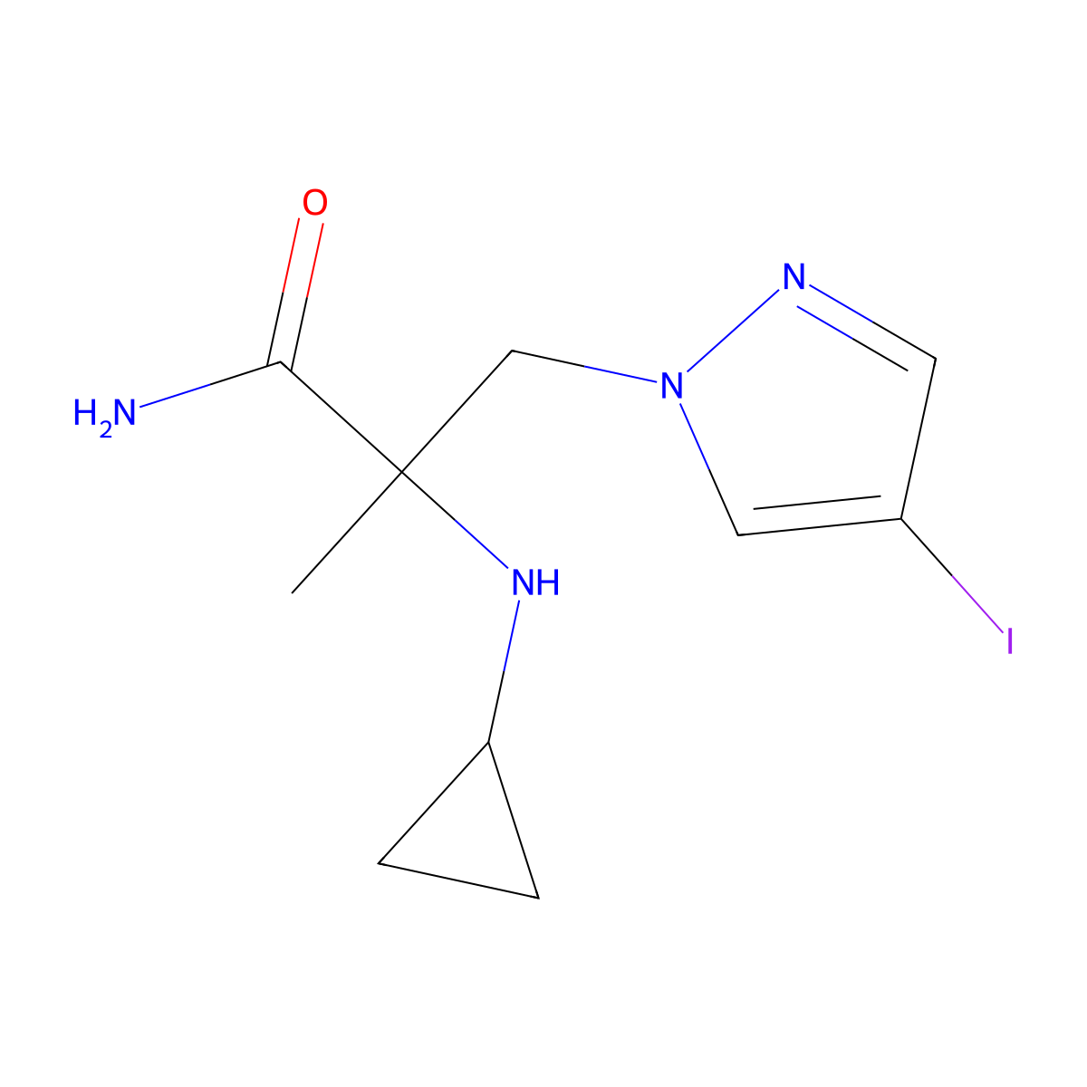 2-(Cyclopropylamino)-3-(4-iodo-1h-pyrazol-1-yl)-2-methylpropanamide molecular structure, CAS 1339444-63-1