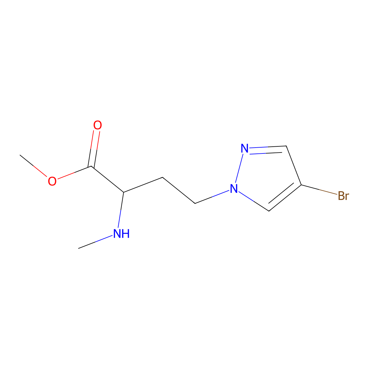 Methyl 4-(4-bromo-1h-pyrazol-1-yl)-2-(methylamino)butanoate molecular structure, CAS 1339446-64-8