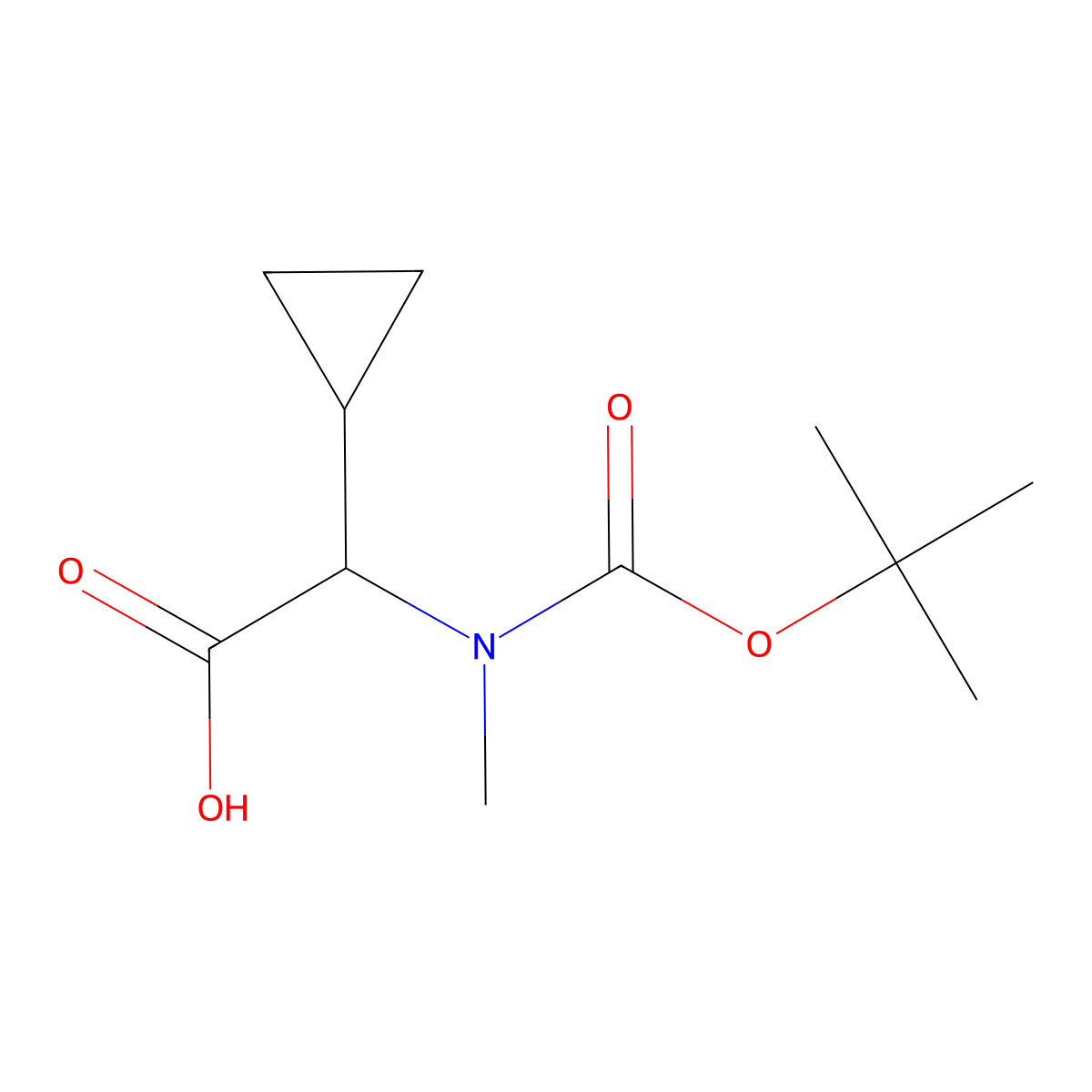 2-[Tert-butoxycarbonyl(methyl)amino]-2-cyclopropyl-acetic acid molecular structure, CAS 1339448-76-8