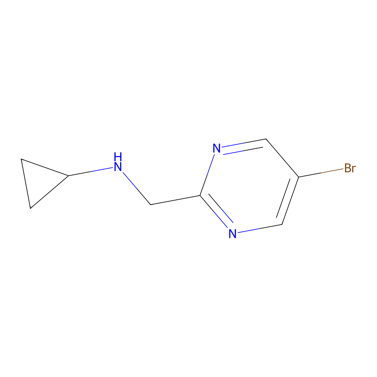 N-[(5-bromopyrimidin-2-yl)methyl]cyclopropanamine molecular structure, CAS 1339450-91-7