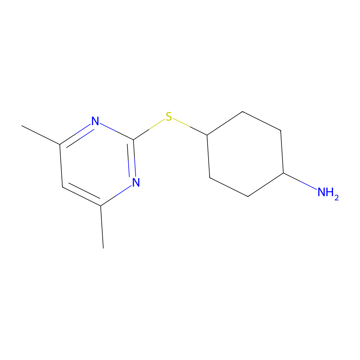 4-[(4,6-Dimethylpyrimidin-2-YL)sulfanyl]cyclohexan-1-amine molecular structure, CAS 1339453-71-2