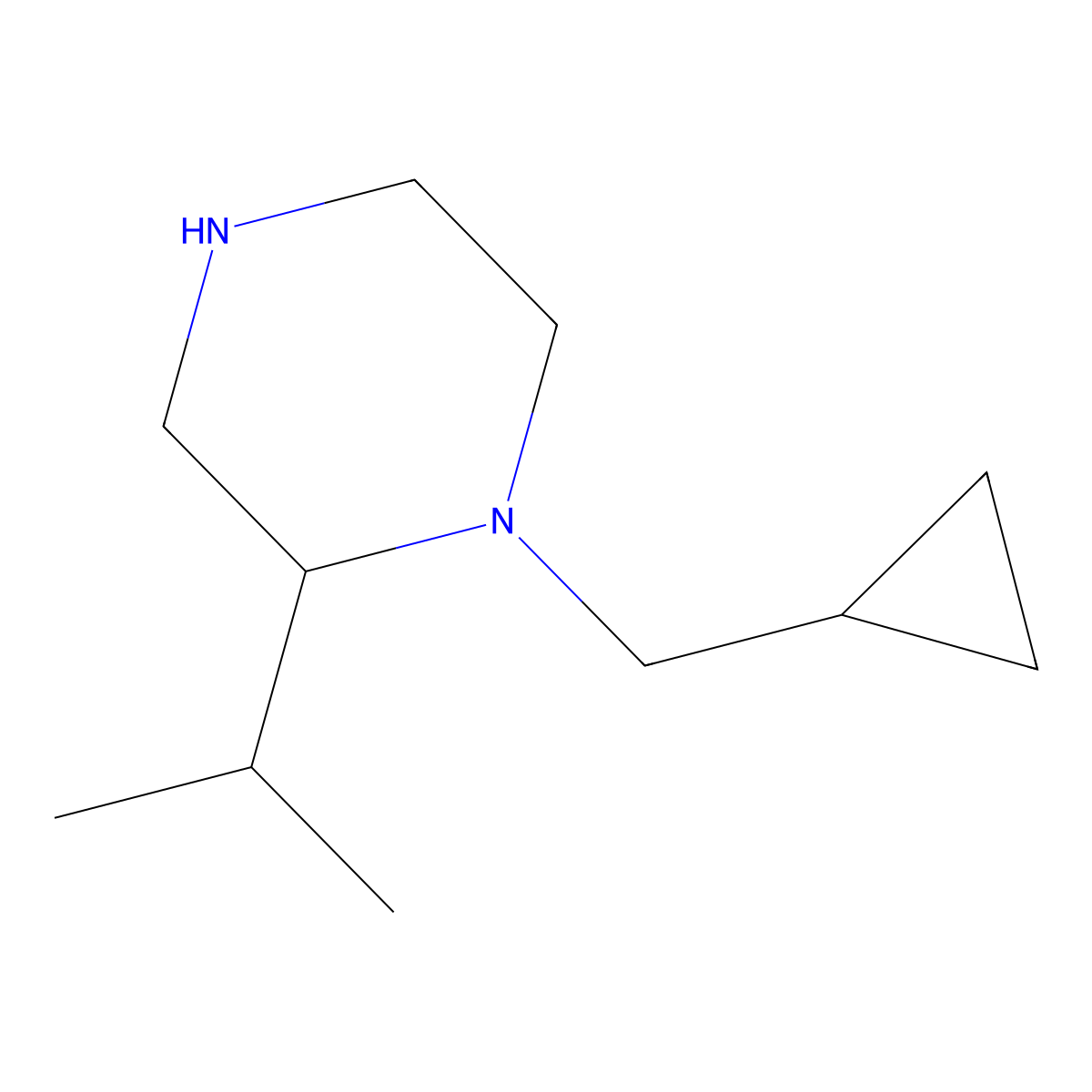 1-(Cyclopropylmethyl)-2-(propan-2-yl)piperazine molecular structure, CAS 1339456-02-8