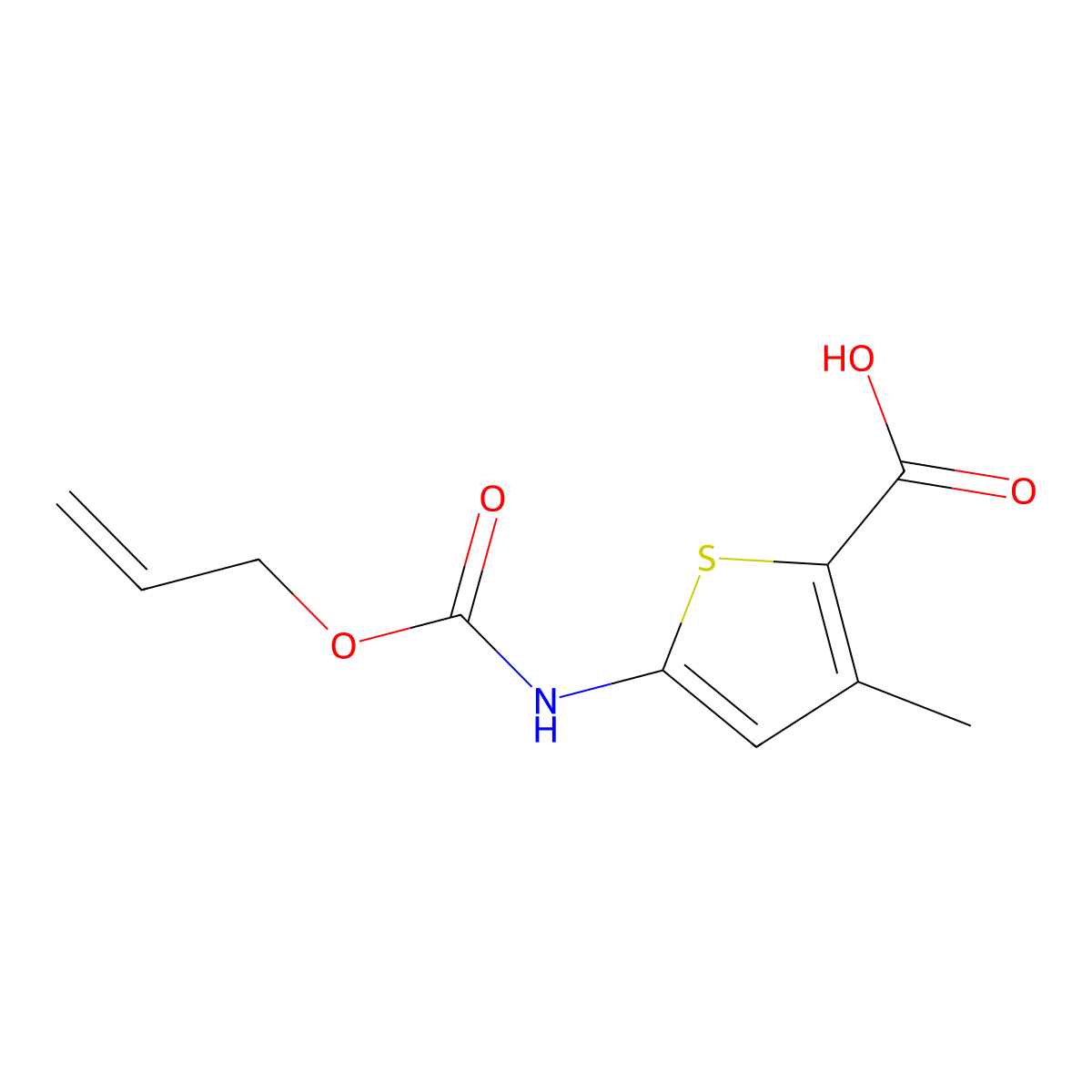 3-Methyl-5-{[(prop-2-en-1-yloxy)carbonyl]amino}thiophene-2-carboxylic acid molecular structure, CAS 1339457-48-5