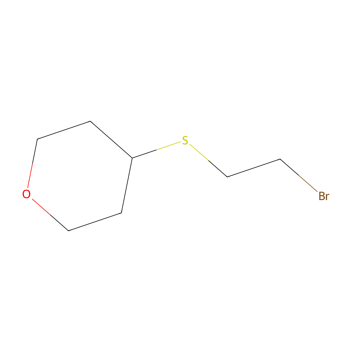 4-((2-Bromoethyl)sulfanyl)oxane molecular structure, CAS 1339461-16-3
