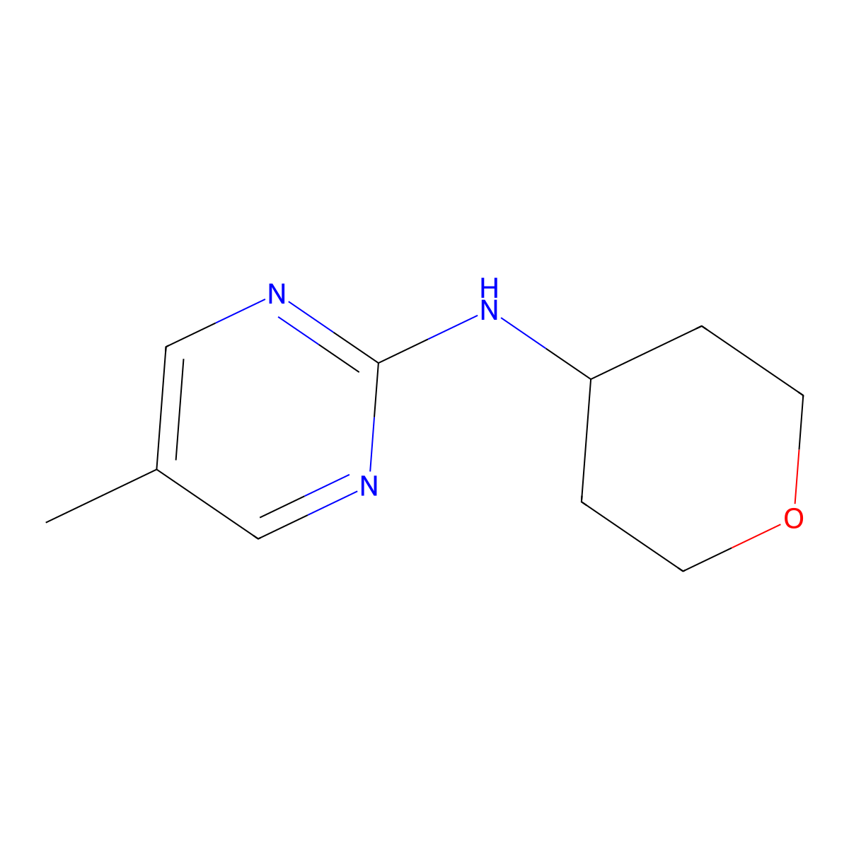 5-methyl-N-(oxan-4-yl)pyrimidin-2-amine molecular structure, CAS 1339462-51-9