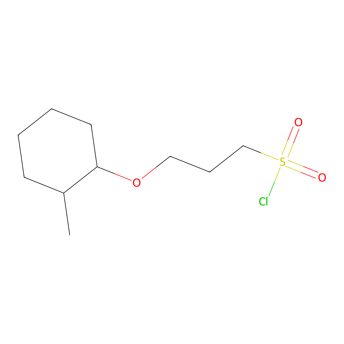 3-((2-Methylcyclohexyl)oxy)propane-1-sulfonyl chloride molecular structure, CAS 1339467-18-3