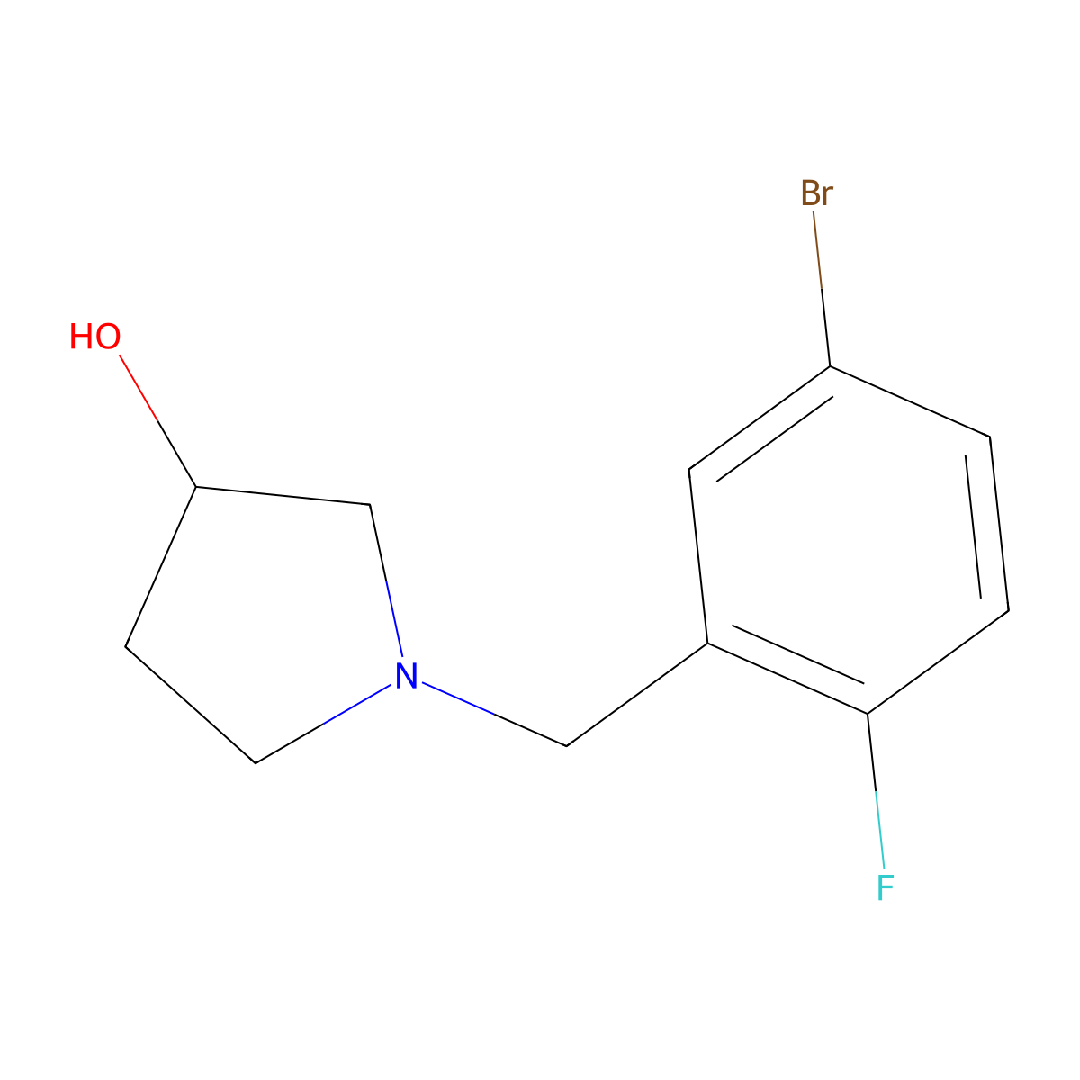 1-[(5-Bromo-2-fluorophenyl)methyl]pyrrolidin-3-ol molecular structure, CAS 1339472-49-9