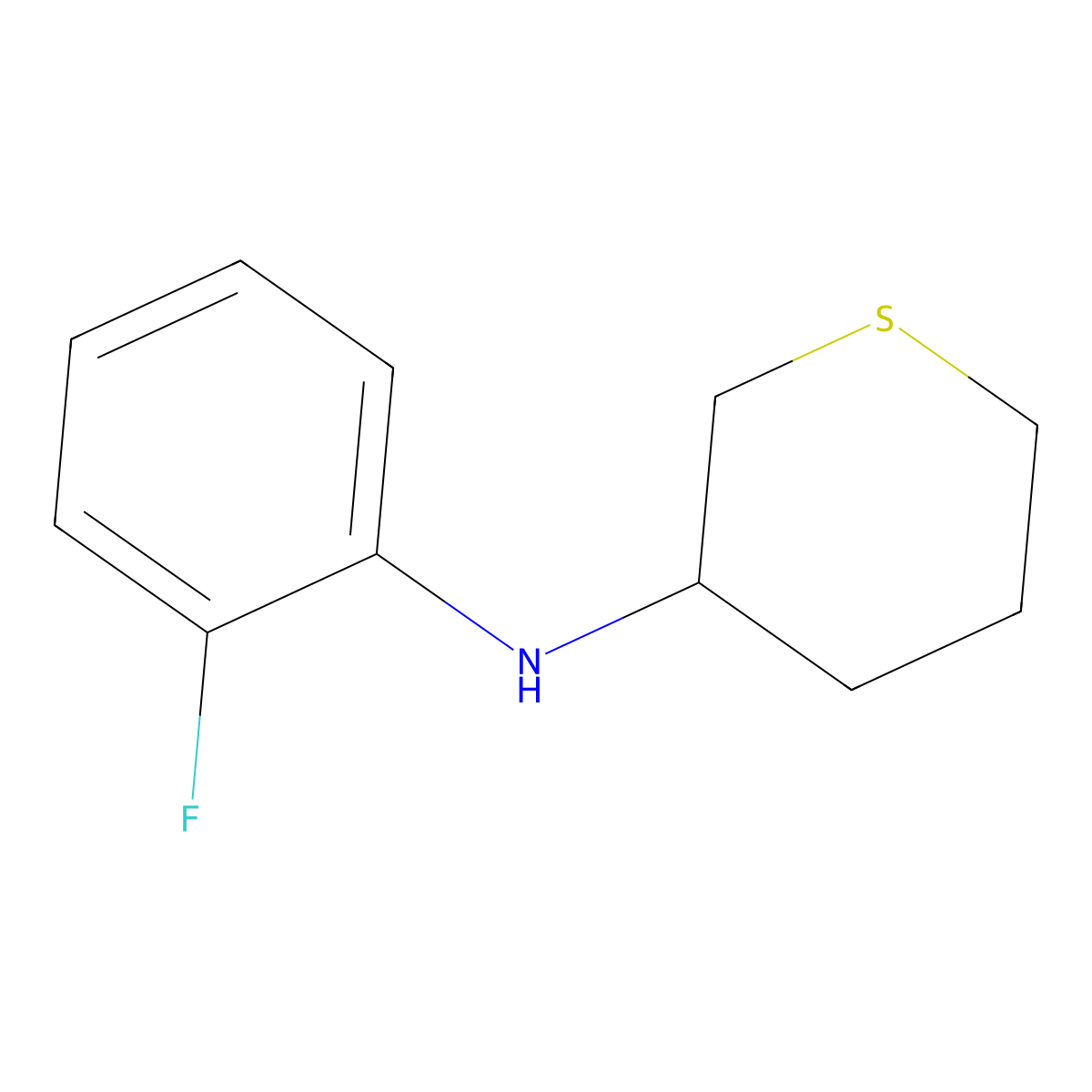 N-(2-fluorophenyl)thian-3-amine molecular structure, CAS 1339473-30-1
