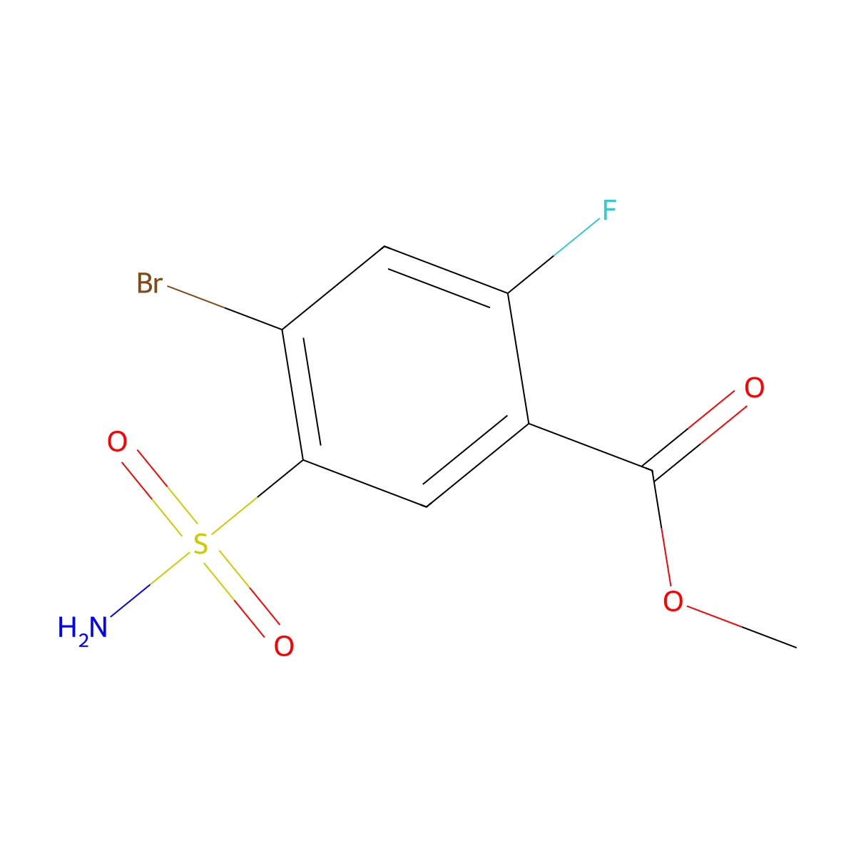 Methyl 4-bromo-2-fluoro-5-sulfamoylbenzoate molecular structure, CAS 1339474-04-2