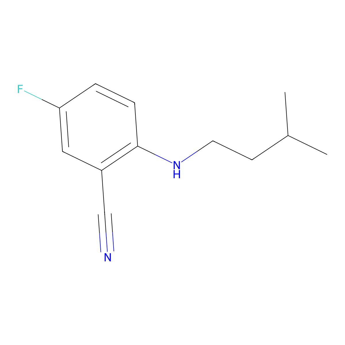 5-Fluoro-2-[(3-methylbutyl)amino]benzonitrile molecular structure, CAS 1339475-52-3